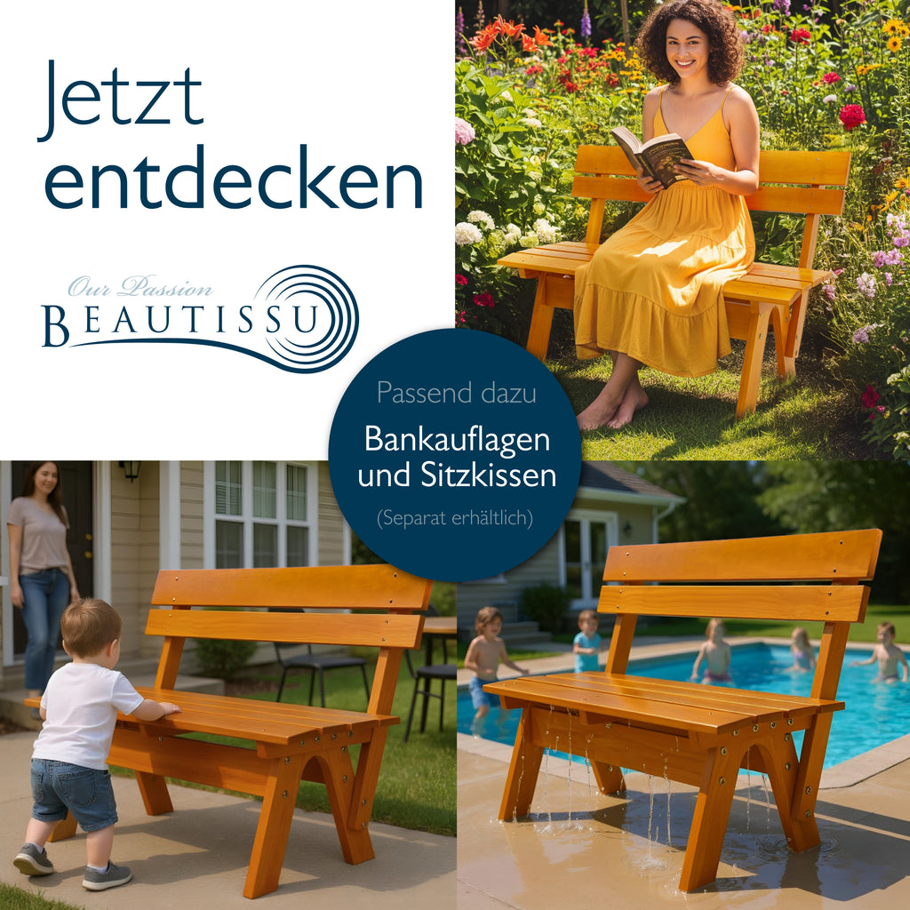 Beautissu Gartenbank Wetterfest Holz - GR