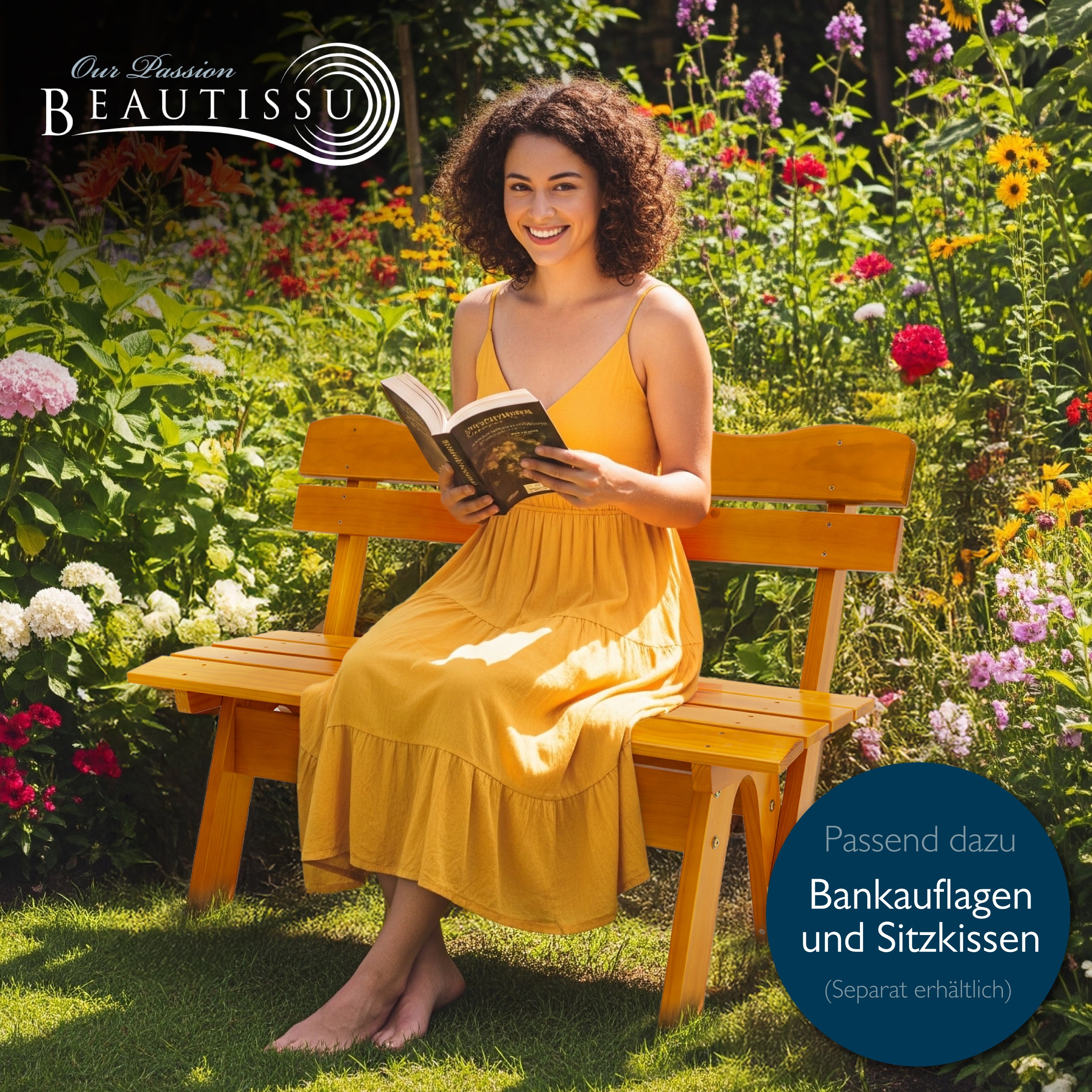 Beautissu Gartenbank Wetterfest Holz Geschwungen - RD