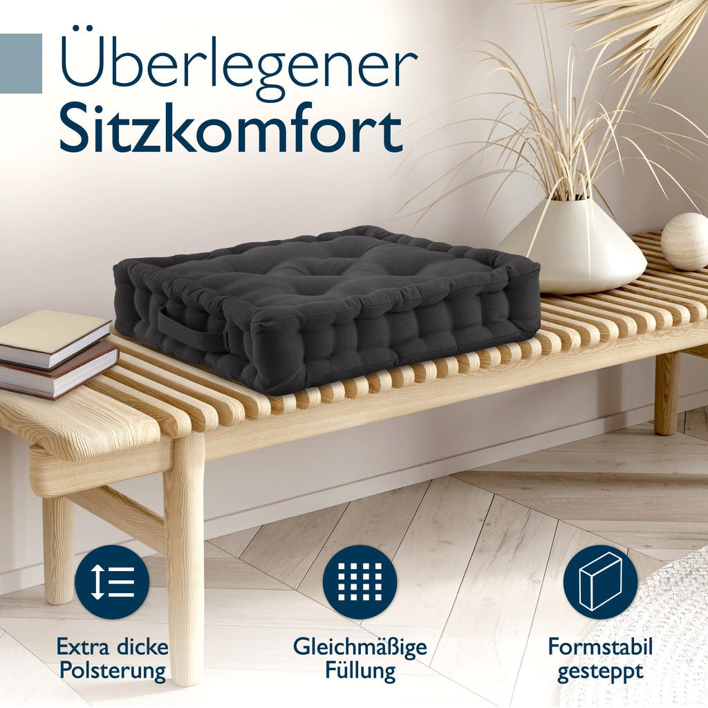 Beautissu Bodenkissen Set Sitzkissen 50x50 cm - Mila