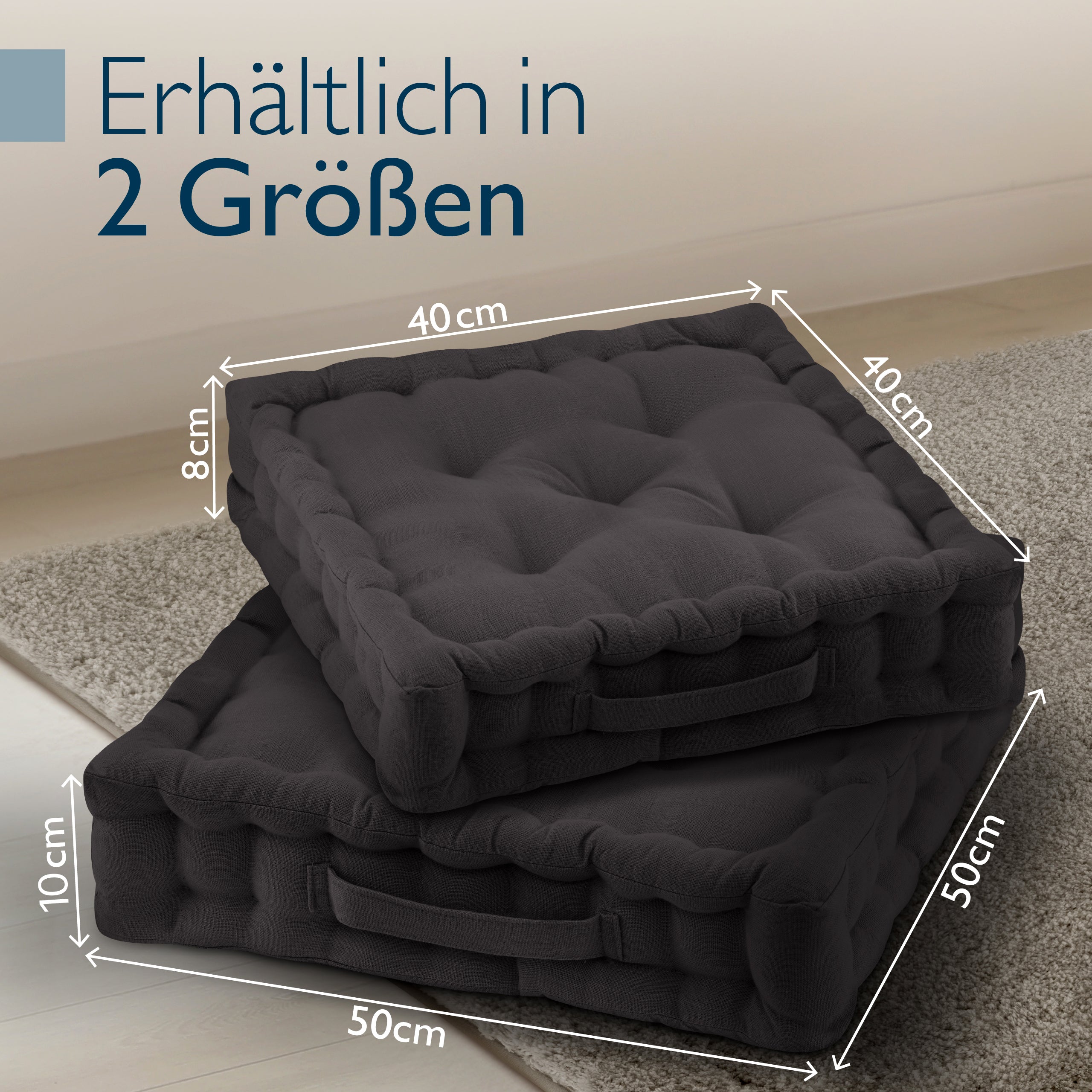 Beautissu Bodenkissen Set Sitzkissen 50x50 cm - Mila