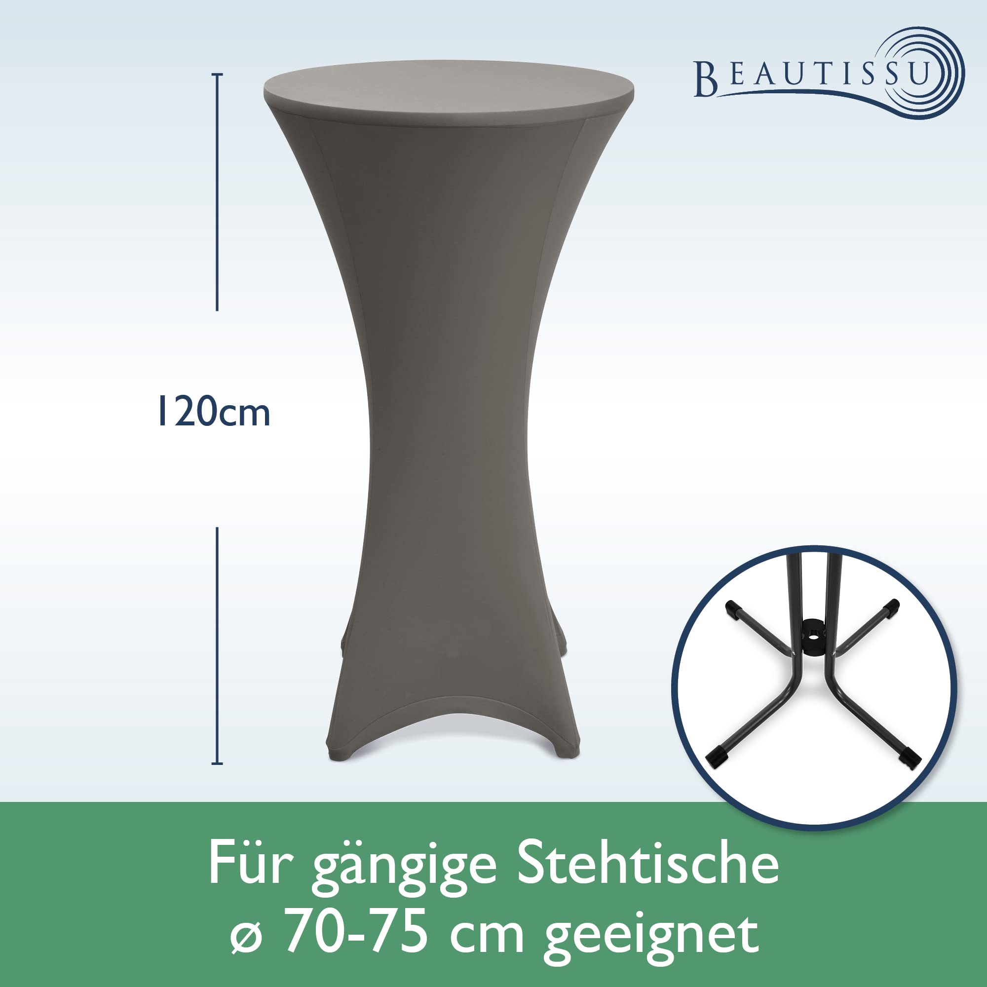 Beautissu 2er Set Stretch Stehtisch Husse Stella