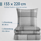 Beautissu Biber Bettwäsche 2tlg Winter Kariert 100% Baumwolle