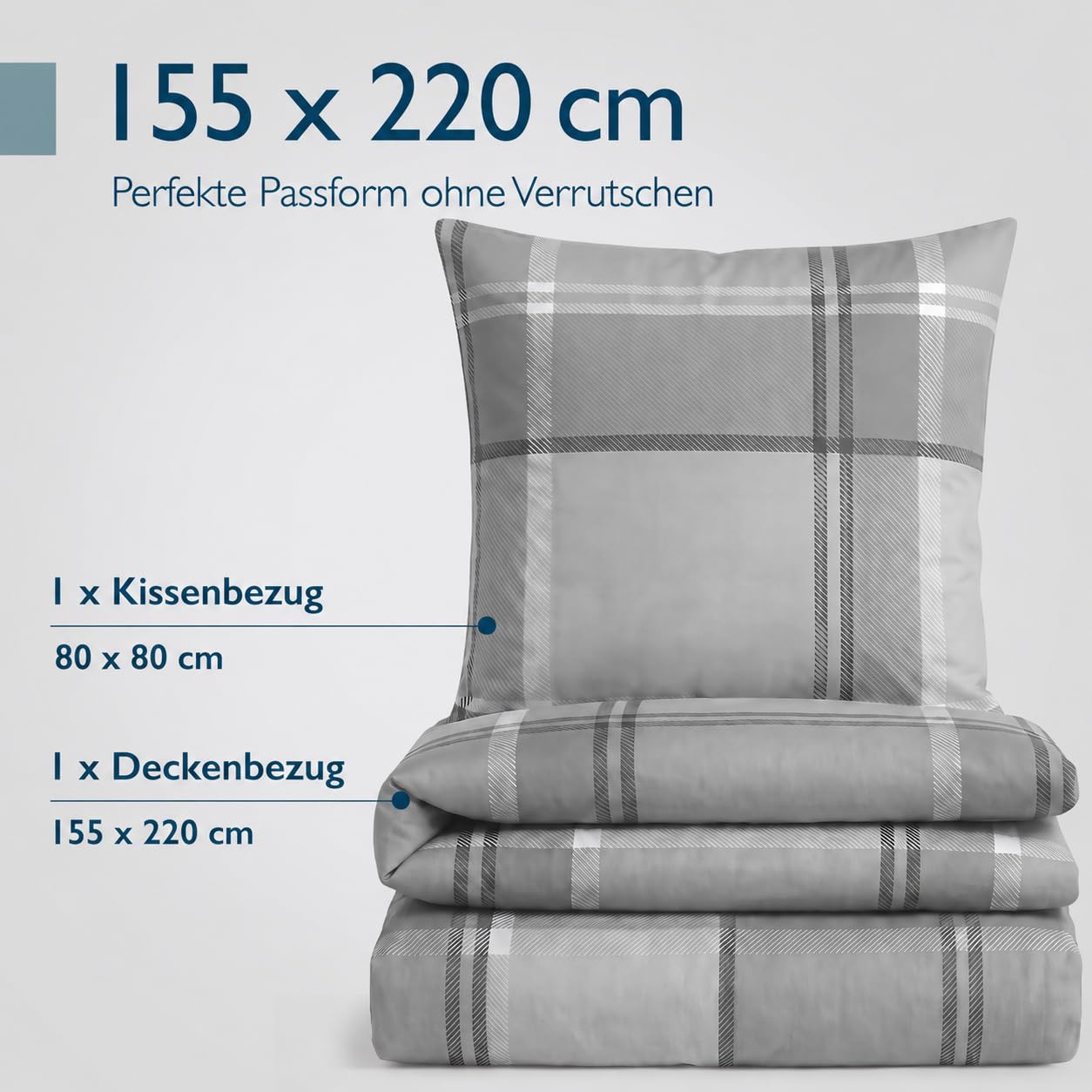 Beautissu Biber Bettwäsche 2tlg Winter Kariert 100% Baumwolle