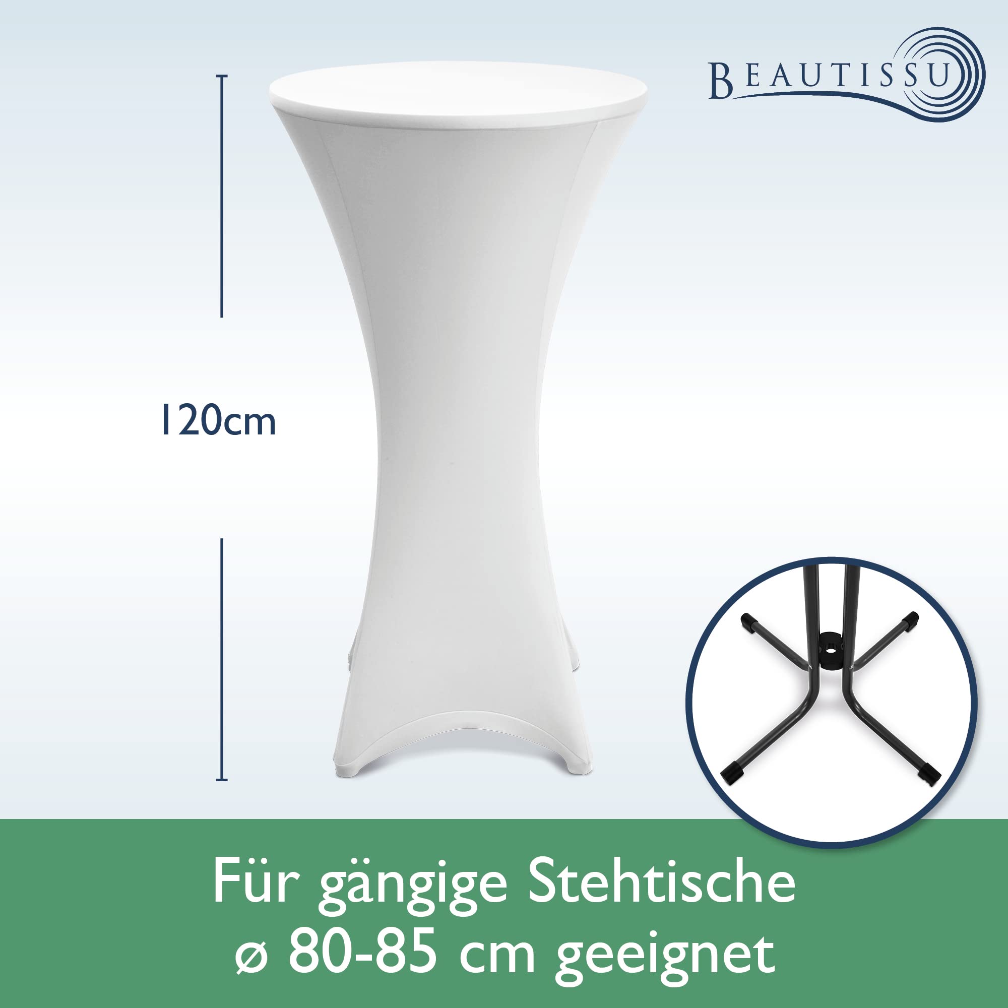 Beautissu 2er Set Stretch Stehtisch Husse Stella