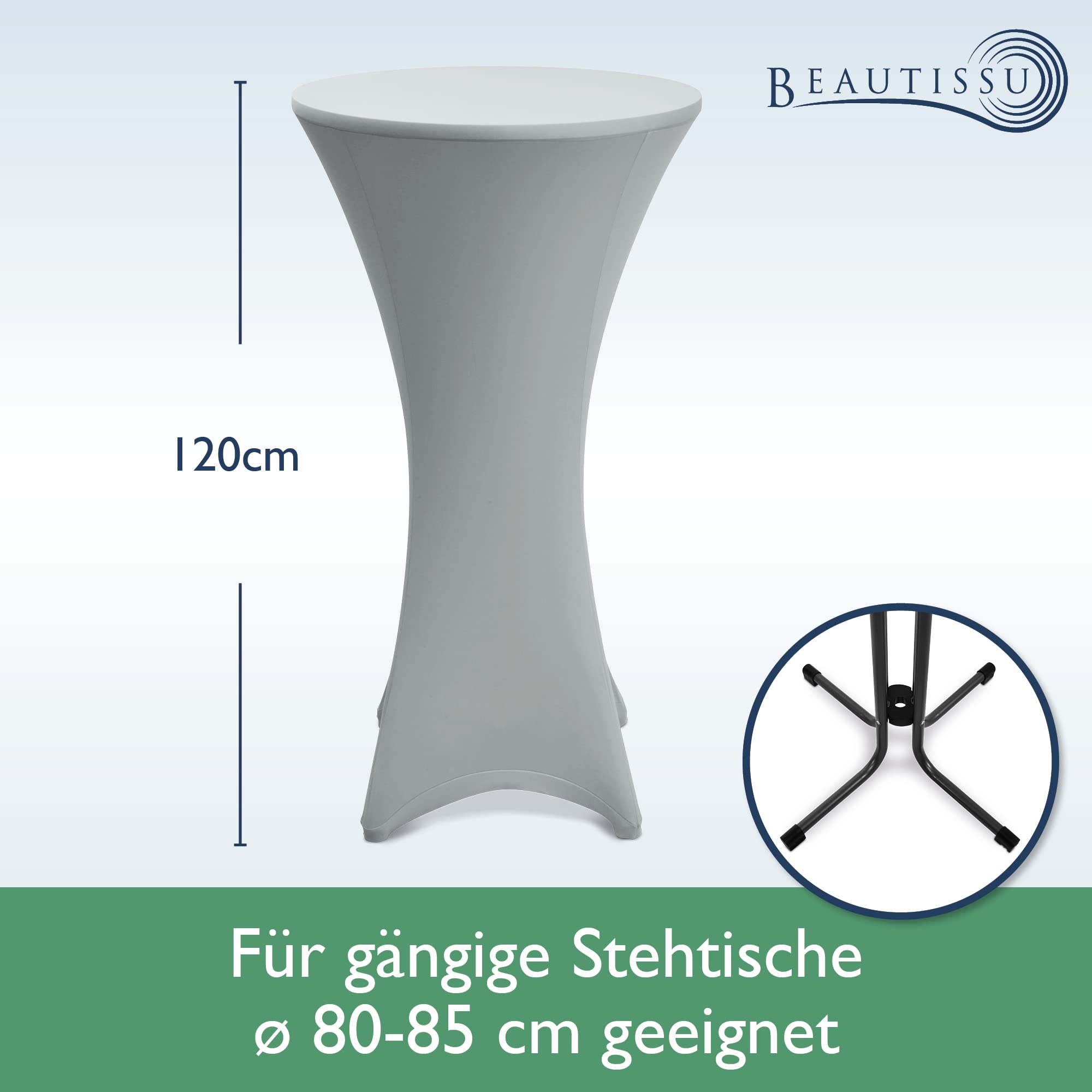 Beautissu 2er Set Stretch Stehtisch Husse Stella