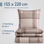 Beautissu Biber Bettwäsche 2tlg Winter Kariert 100% Baumwolle
