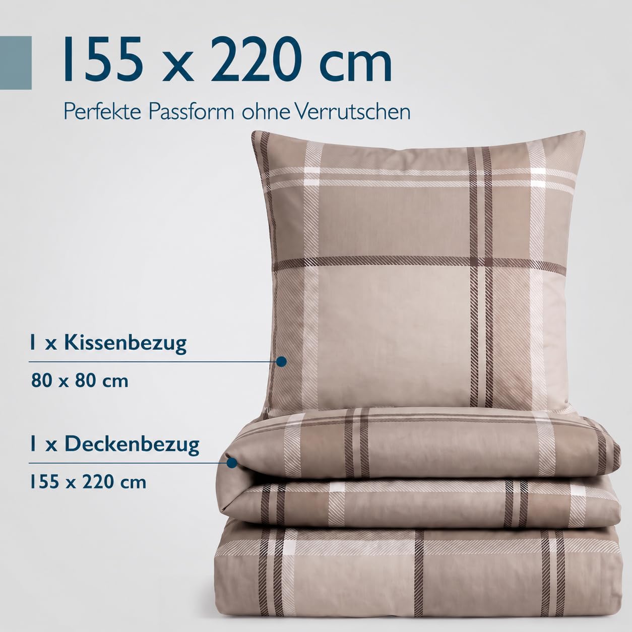 Beautissu Biber Bettwäsche 2tlg Winter Kariert 100% Baumwolle