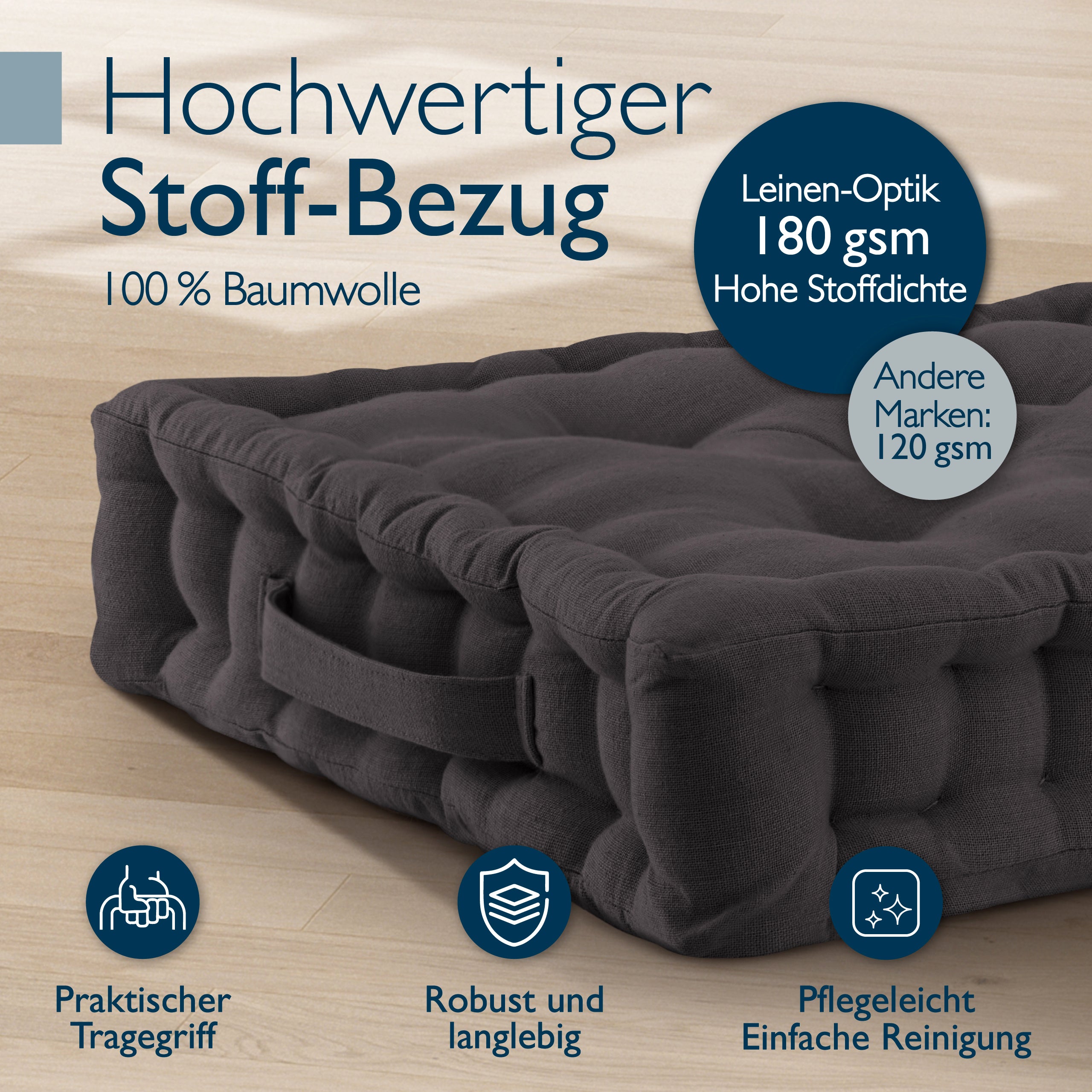 Beautissu Bodenkissen Set Sitzkissen 50x50 cm - Mila