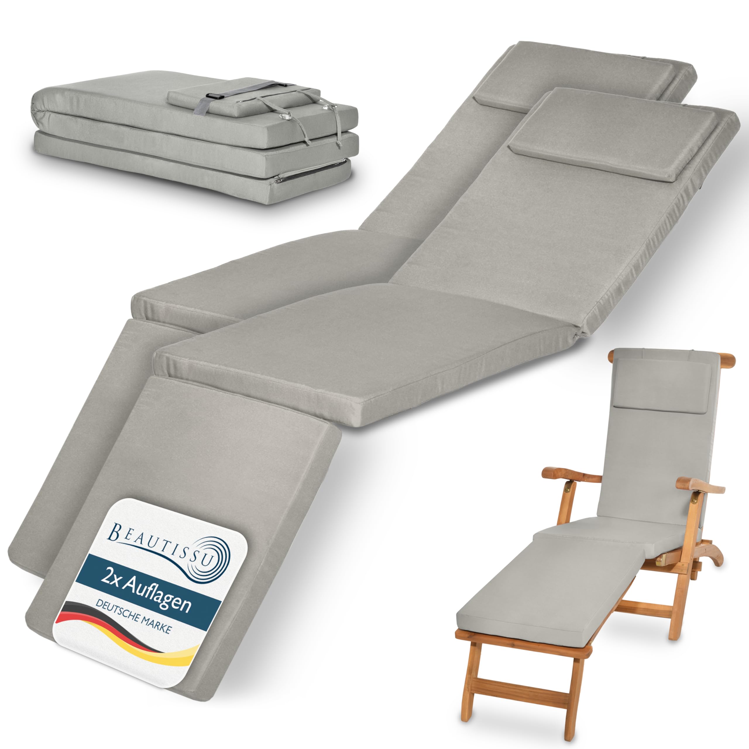 Beautissu Luxus Deckchair Auflage Sonnenliege 175x45x5cm LoftLux DC
