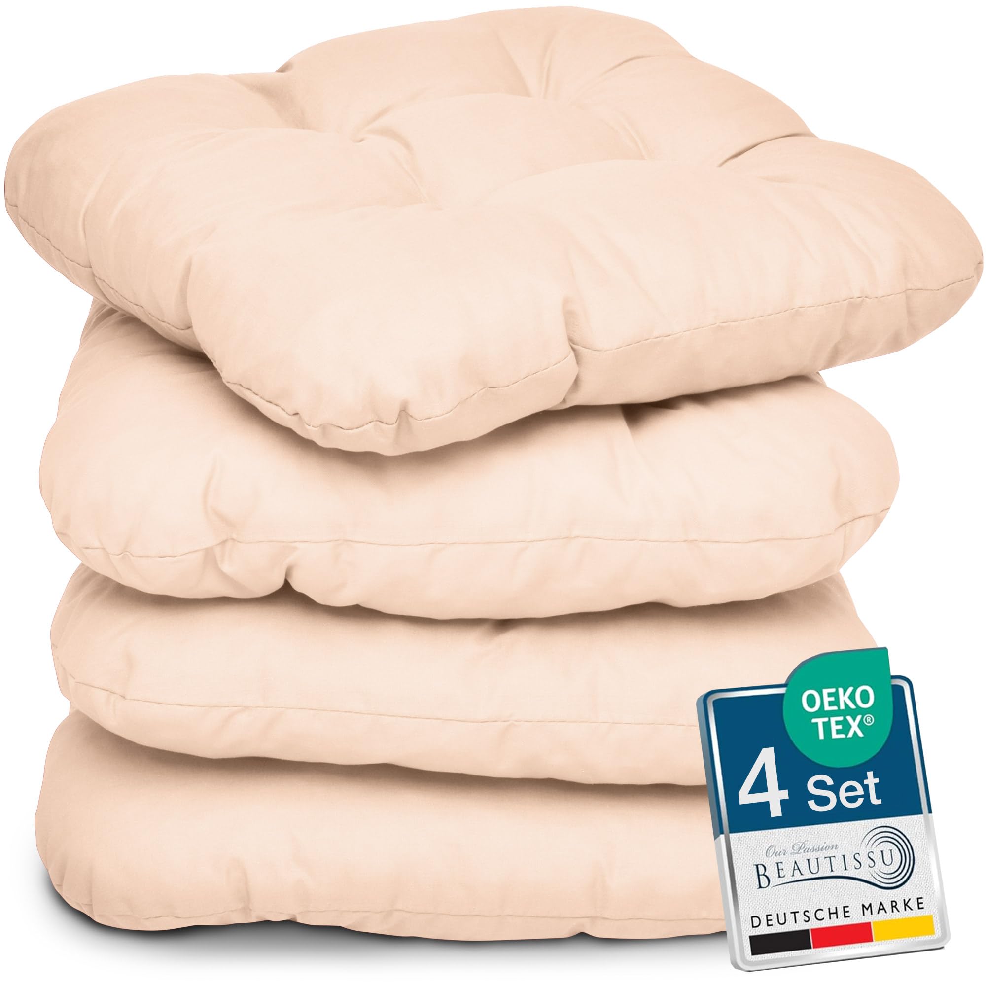 Beautissu 4er Set Sitzkissen 40x40 cm Lisa