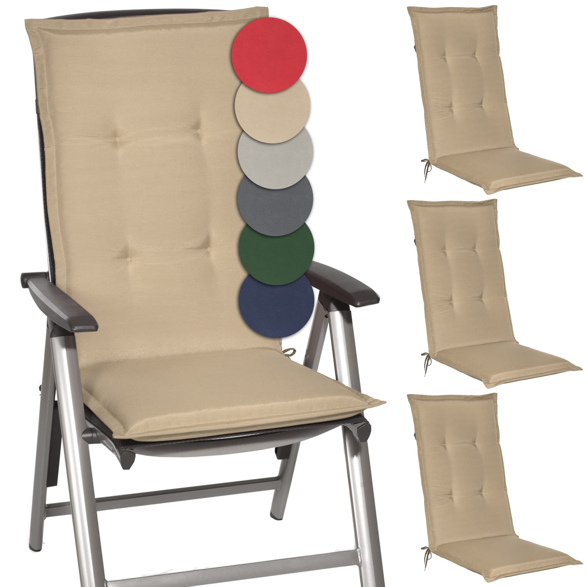 Beautissu 6er Set Gartenstuhlauflage 120x50x6 cm Loft HL