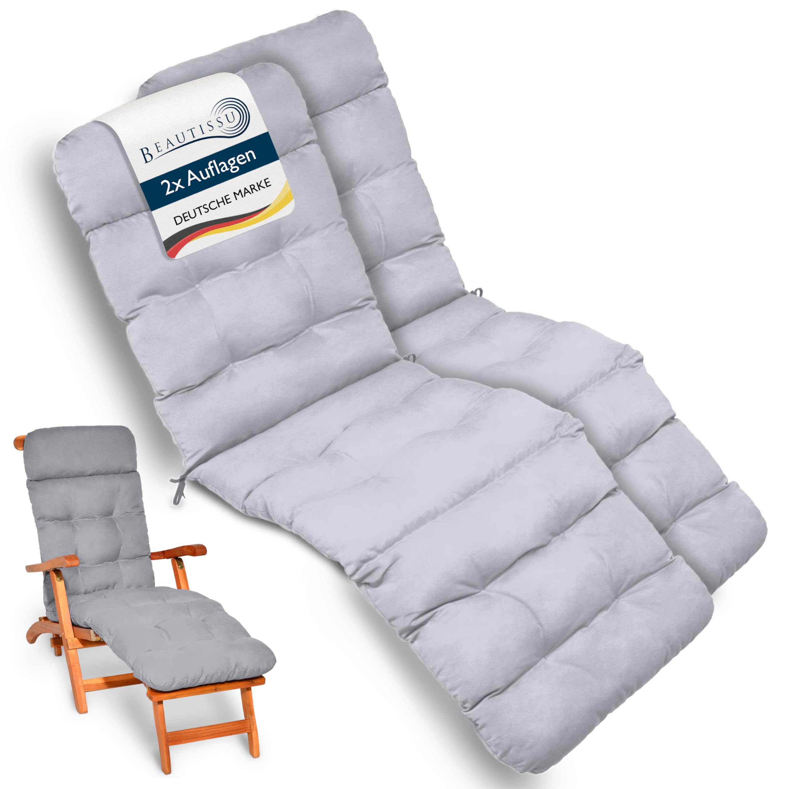 Beautissu Bequeme Liegenauflage Deckchair & Sonnenliegen 200x50cm Flair DC