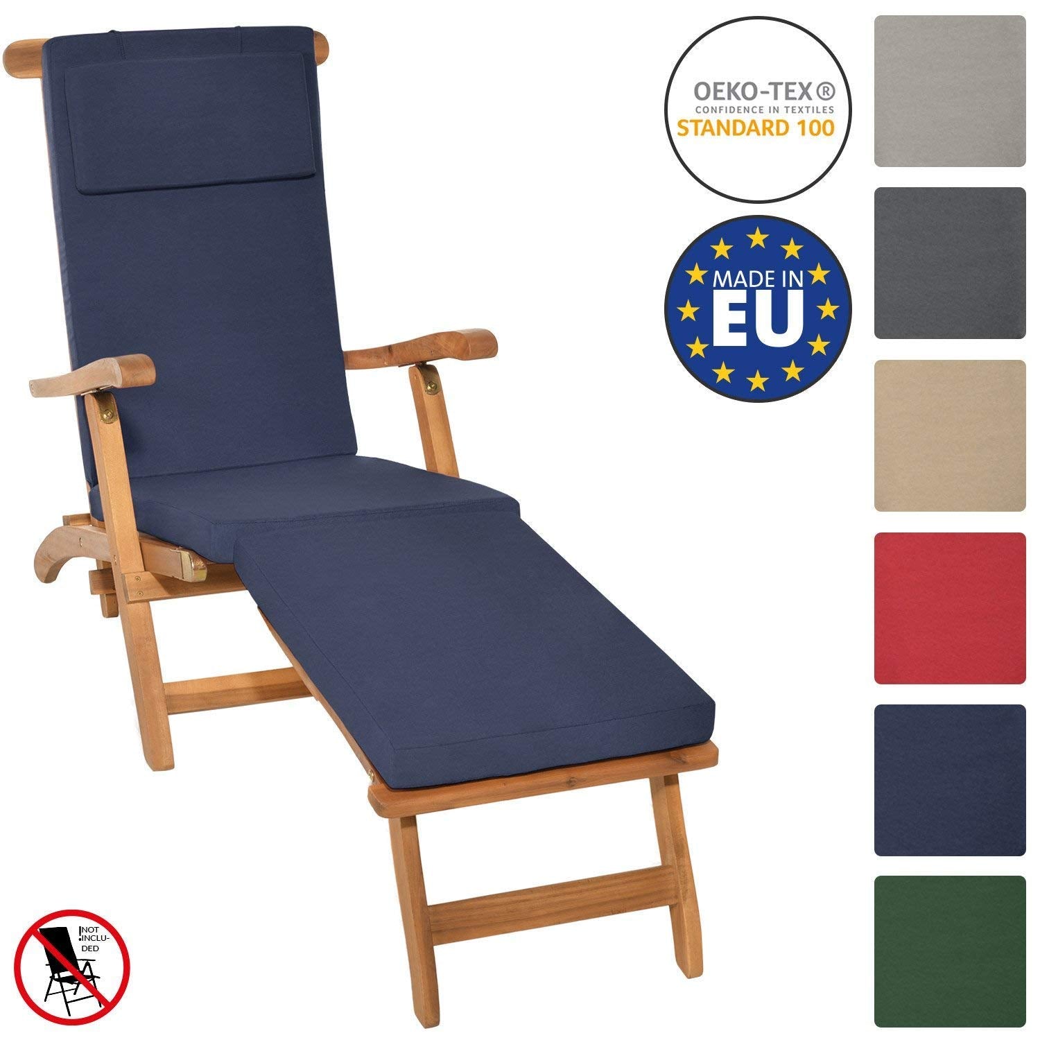 Beautissu Luxus Deckchair Auflage Sonnenliege 175x45x5cm LoftLux DC