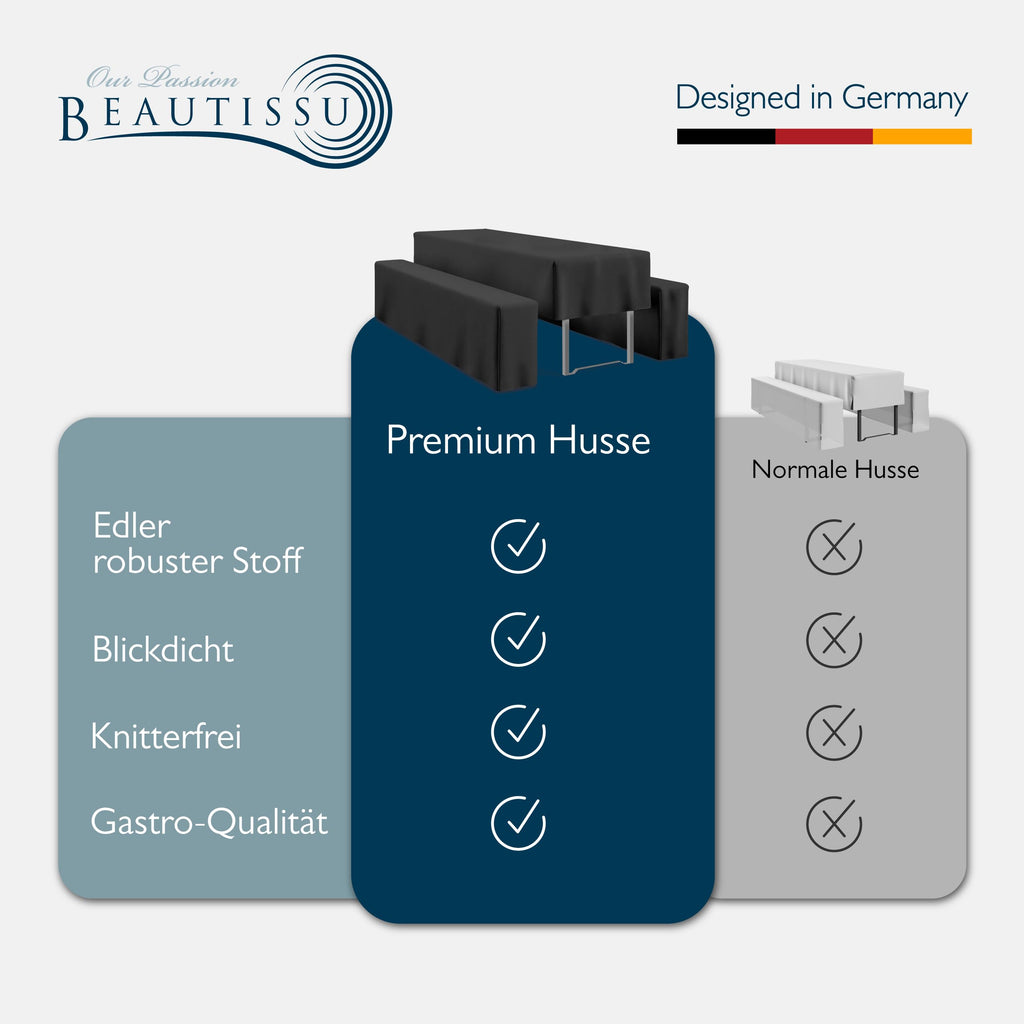 Beautissu Premium Biertischhussen Set – in div. Farben & Größen – Premium M