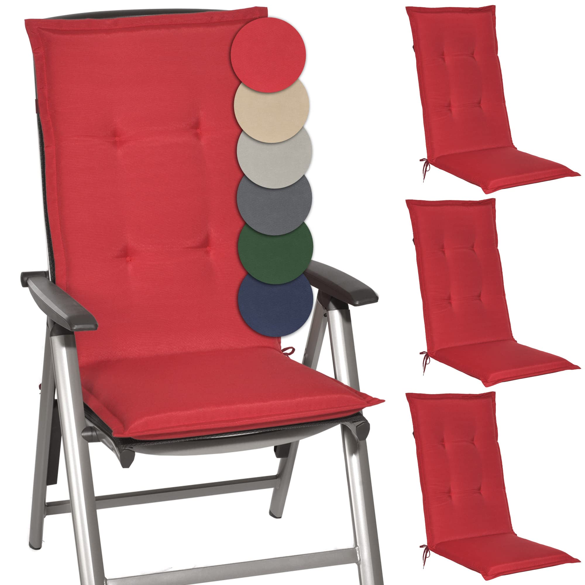 Beautissu 6er Set Gartenstuhlauflage 120x50x6 cm Loft HL