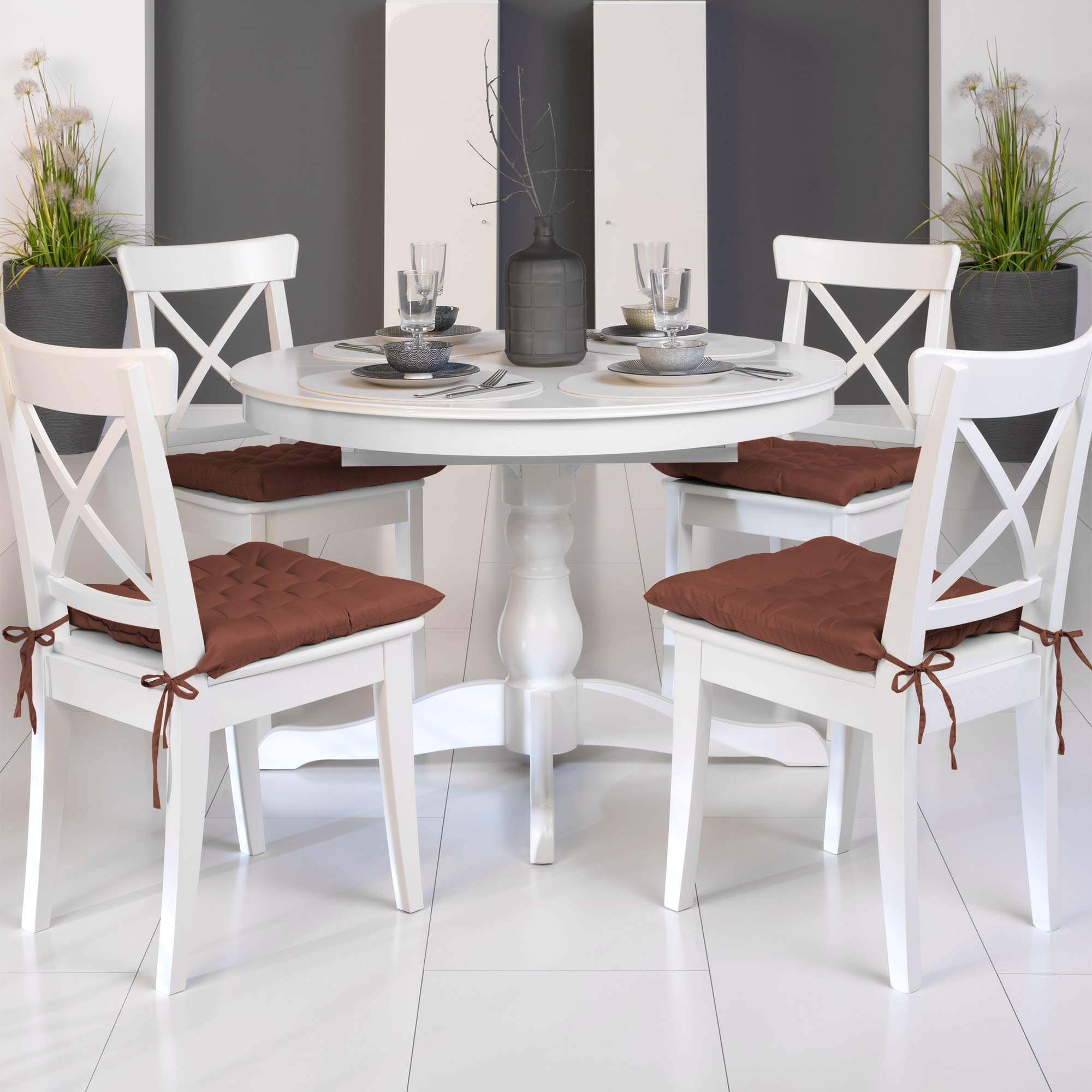 Beautissu 4er Set Stuhlkissen 40x40 cm Lea