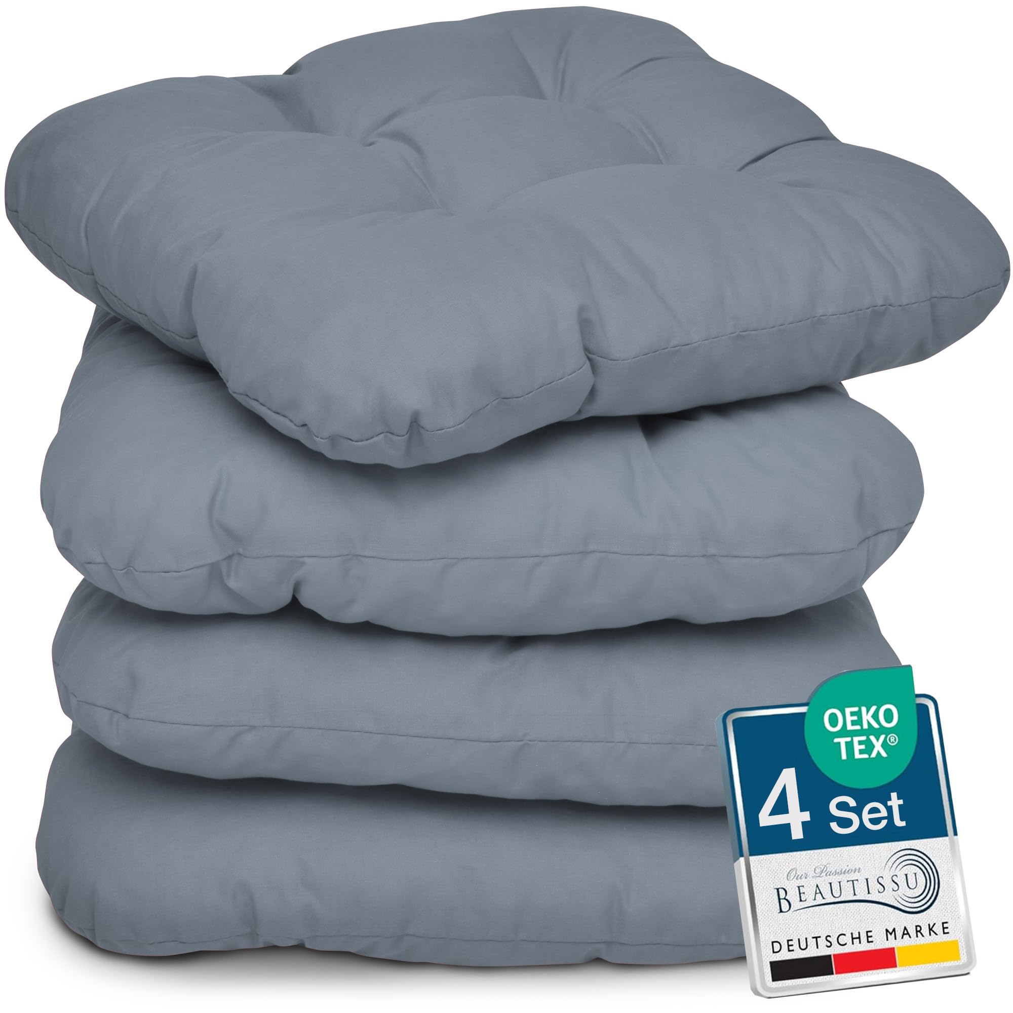Beautissu 4er Set Sitzkissen 40x40 cm Lisa