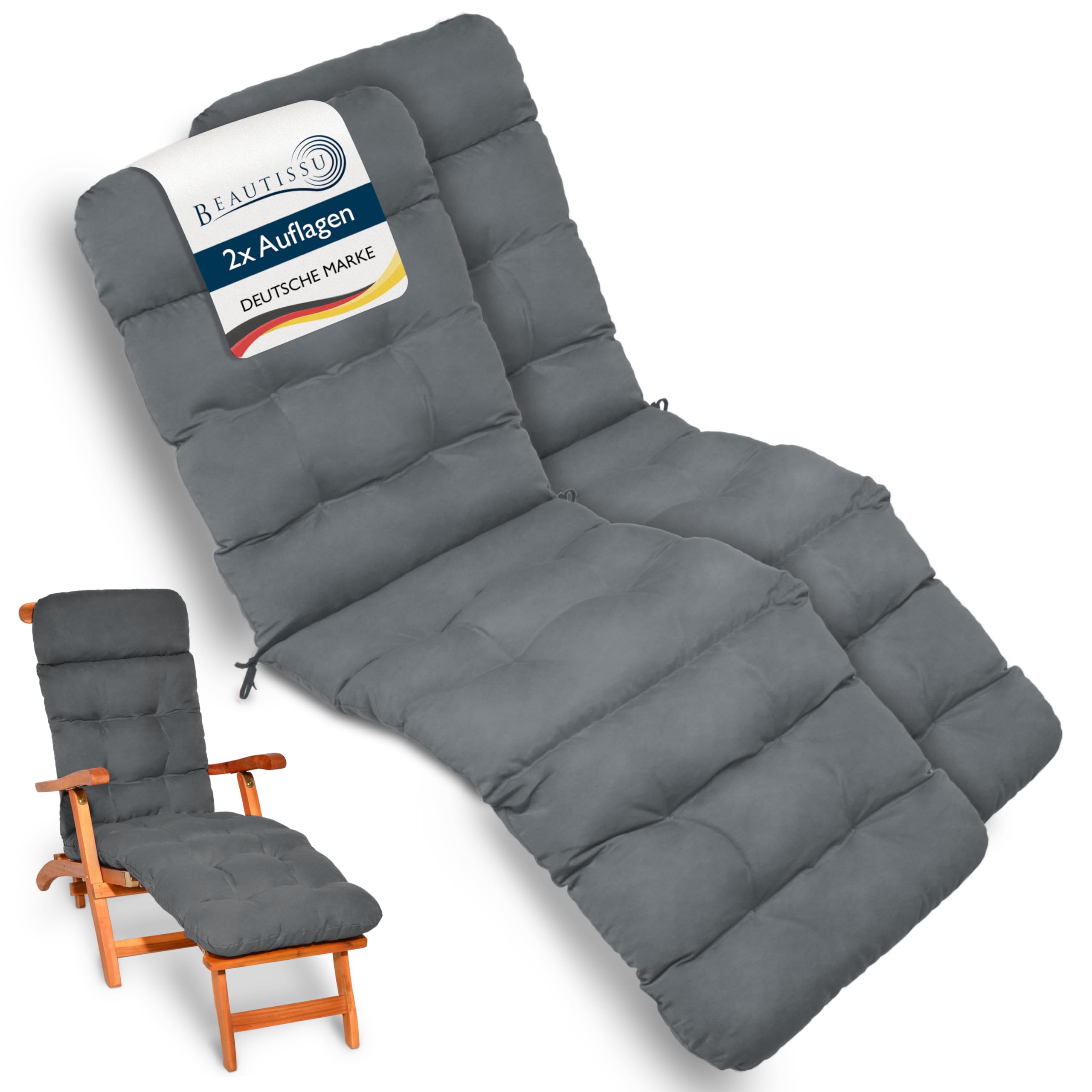 Beautissu Bequeme Liegenauflage Deckchair & Sonnenliegen 200x50cm Flair DC