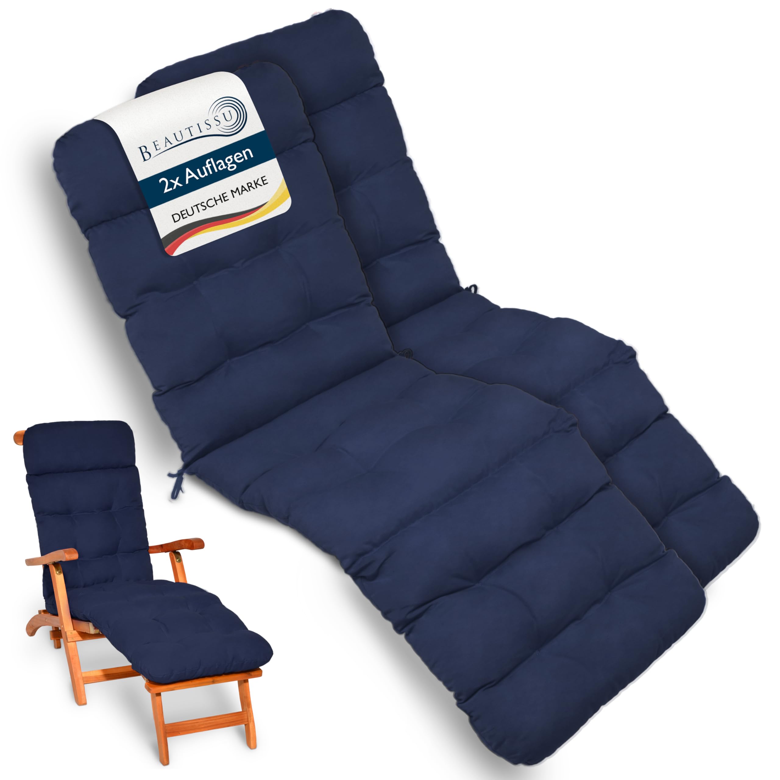 Beautissu Bequeme Liegenauflage Deckchair & Sonnenliegen 200x50cm Flair DC