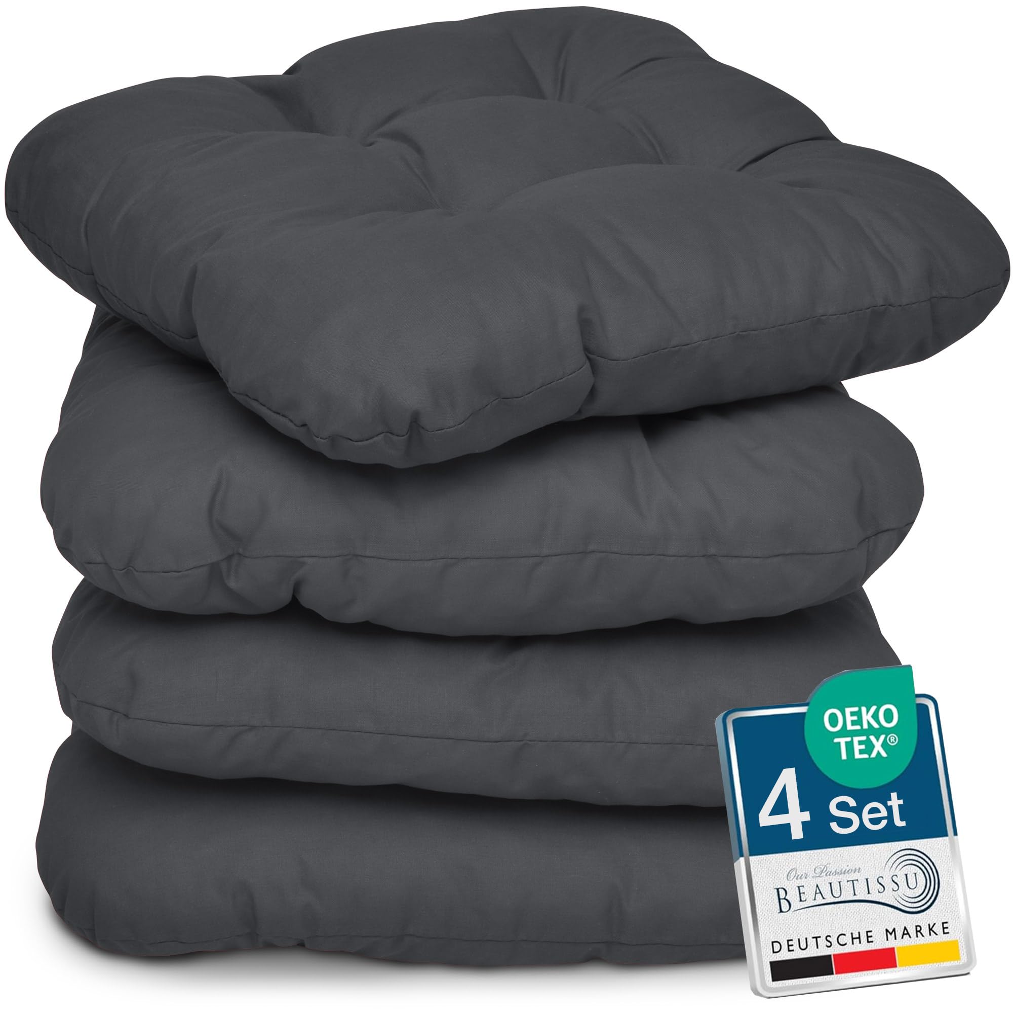 Beautissu 4er Set Sitzkissen 40x40 cm Lisa
