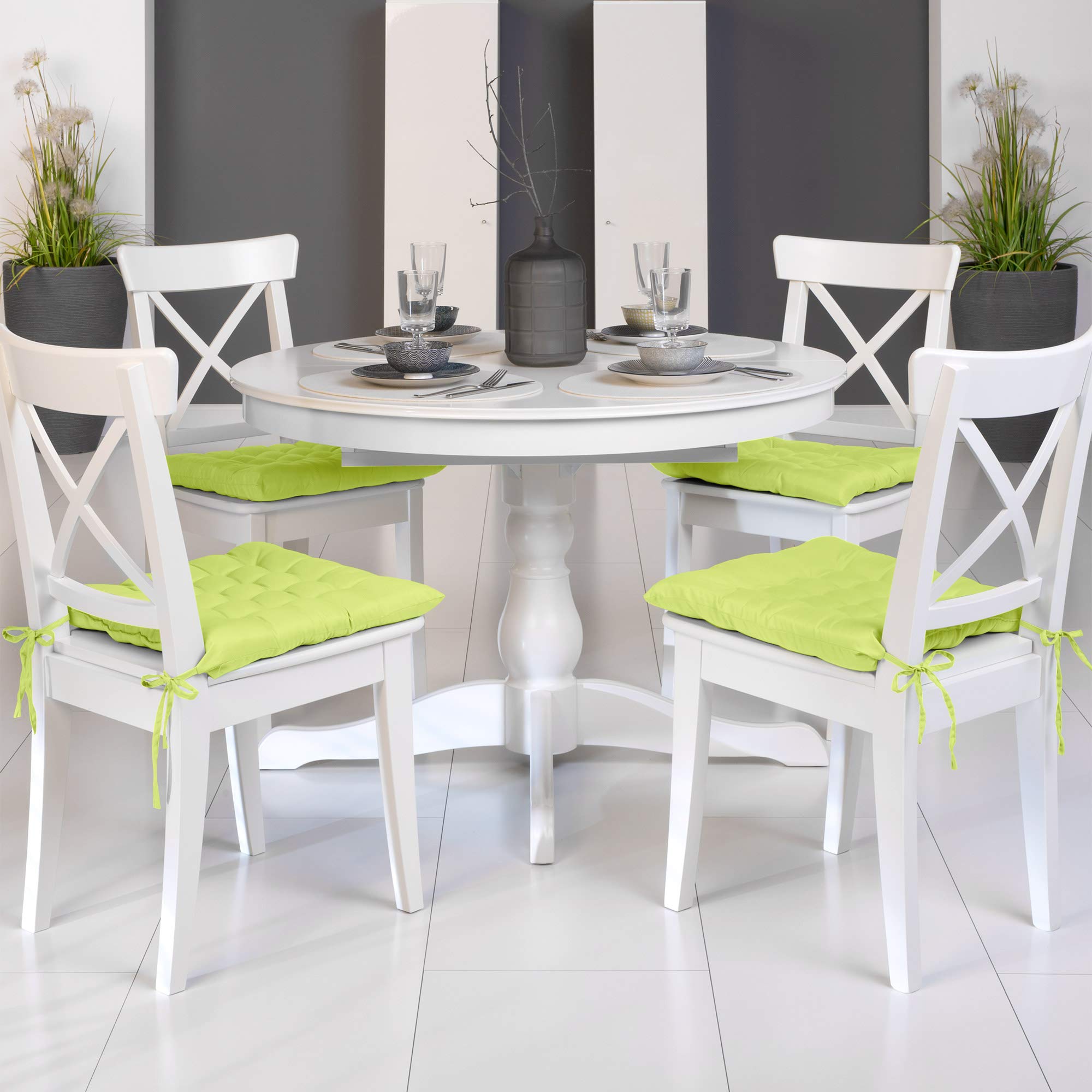 Beautissu 4er Set Stuhlkissen 40x40 cm Lea