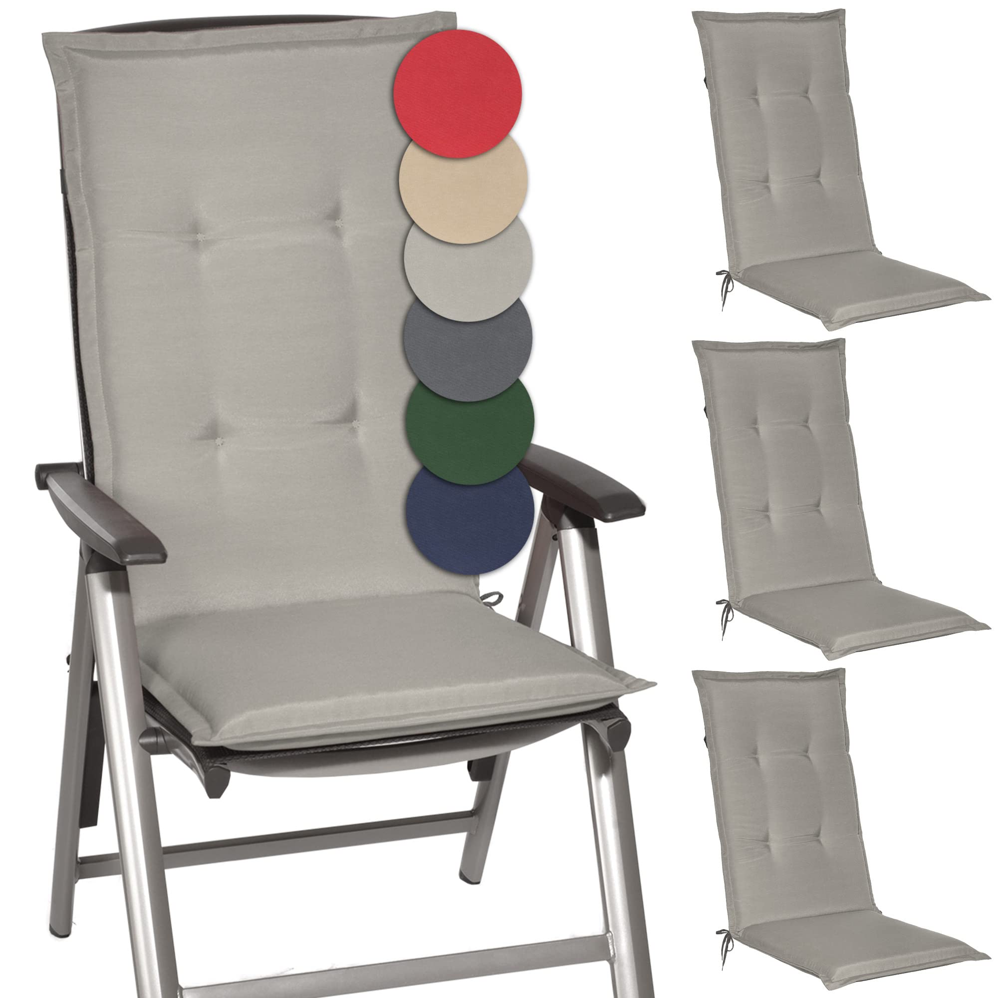 Beautissu 6er Set Gartenstuhlauflage 120x50x6 cm Loft HL