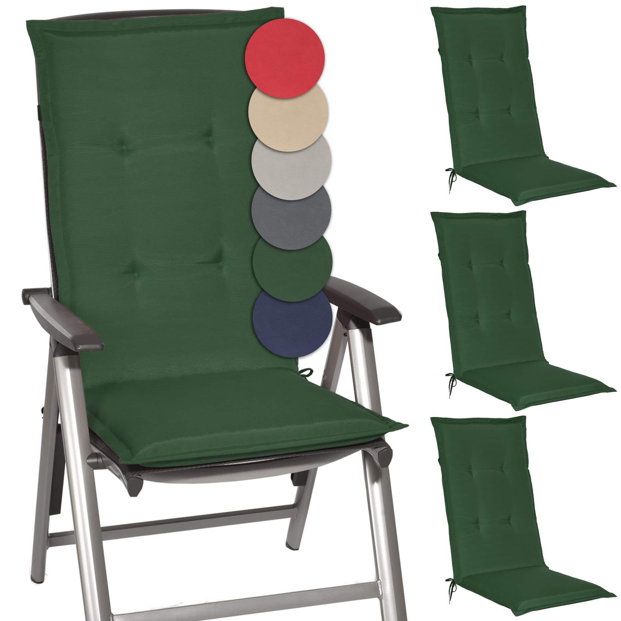 Beautissu 6er Set Gartenstuhlauflage 120x50x6 cm Loft HL
