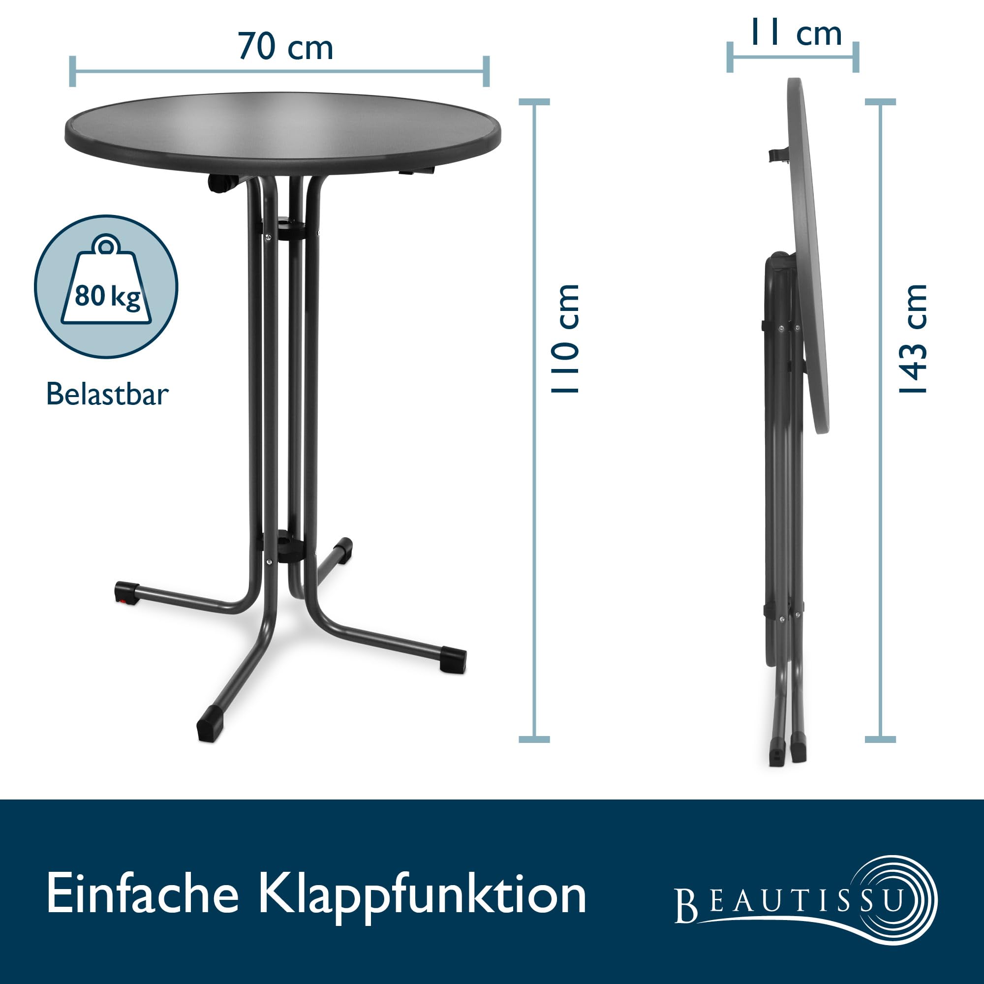 Beautissu Stehtisch klappbar Bellini