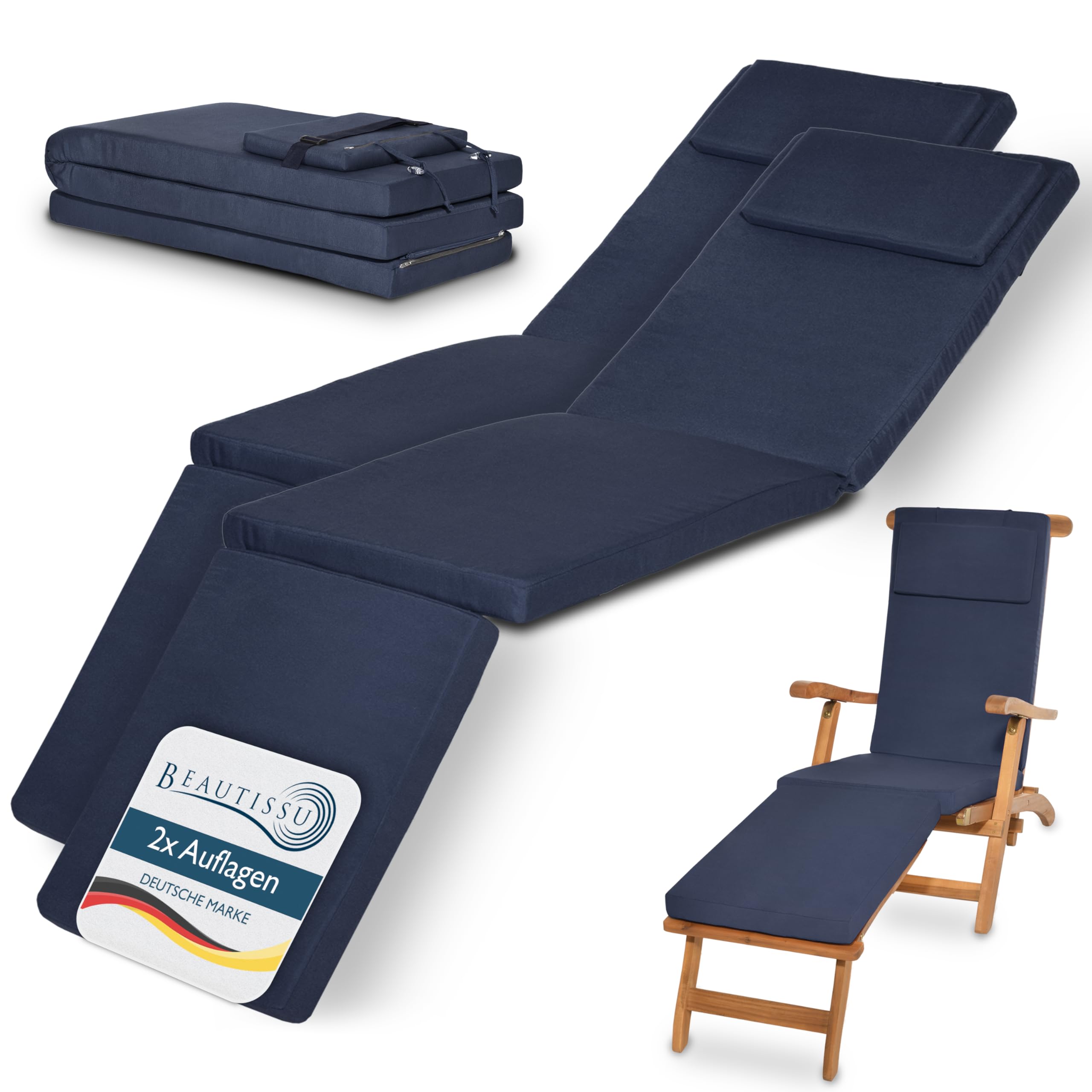 Beautissu Luxus Deckchair Auflage Sonnenliege 175x45x5cm LoftLux DC