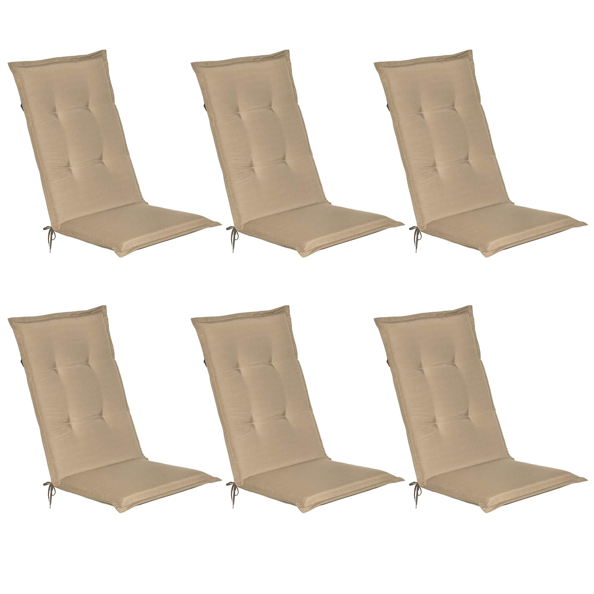 Beautissu 6er Set Gartenstuhlauflage 120x50x6 cm Loft HL