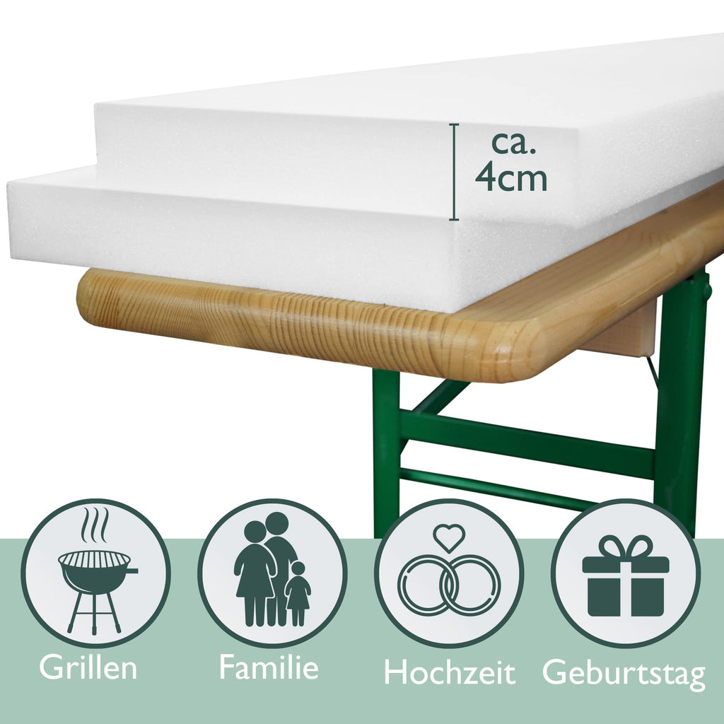 Beautissu 2er Set Bierbank Auflage Schaumstoff