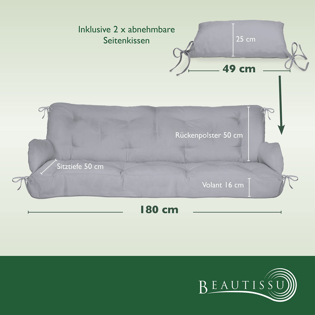 Beautissu Sitzkissen für Hollywoodschaukel 180x50x8cm Flair HS