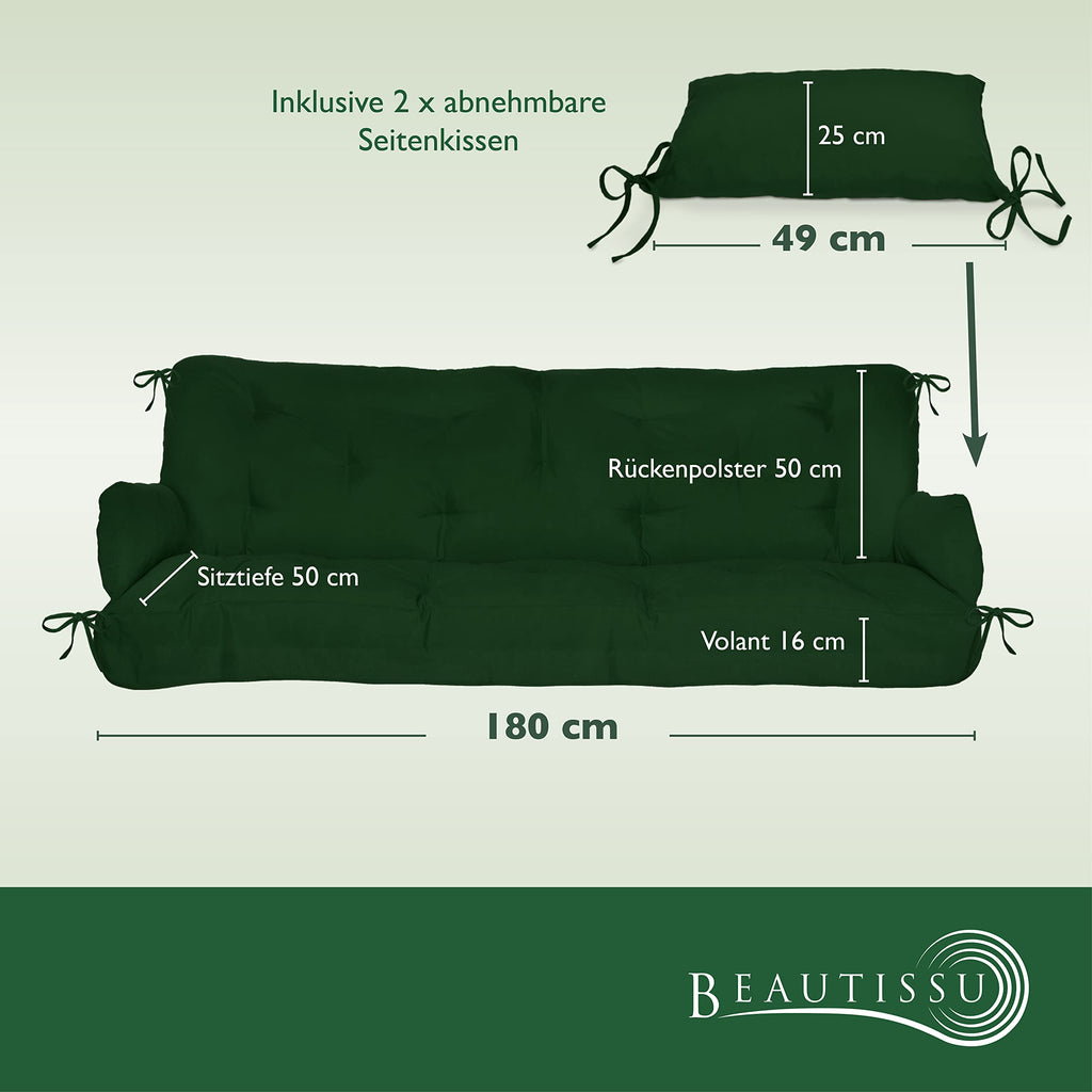Beautissu Sitzkissen für Hollywoodschaukel 180x50x8cm Flair HS