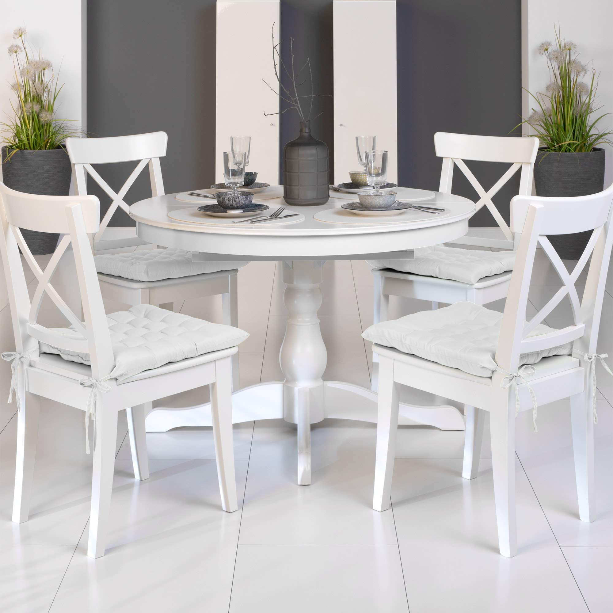 Beautissu 4er Set Stuhlkissen 40x40 cm Lea