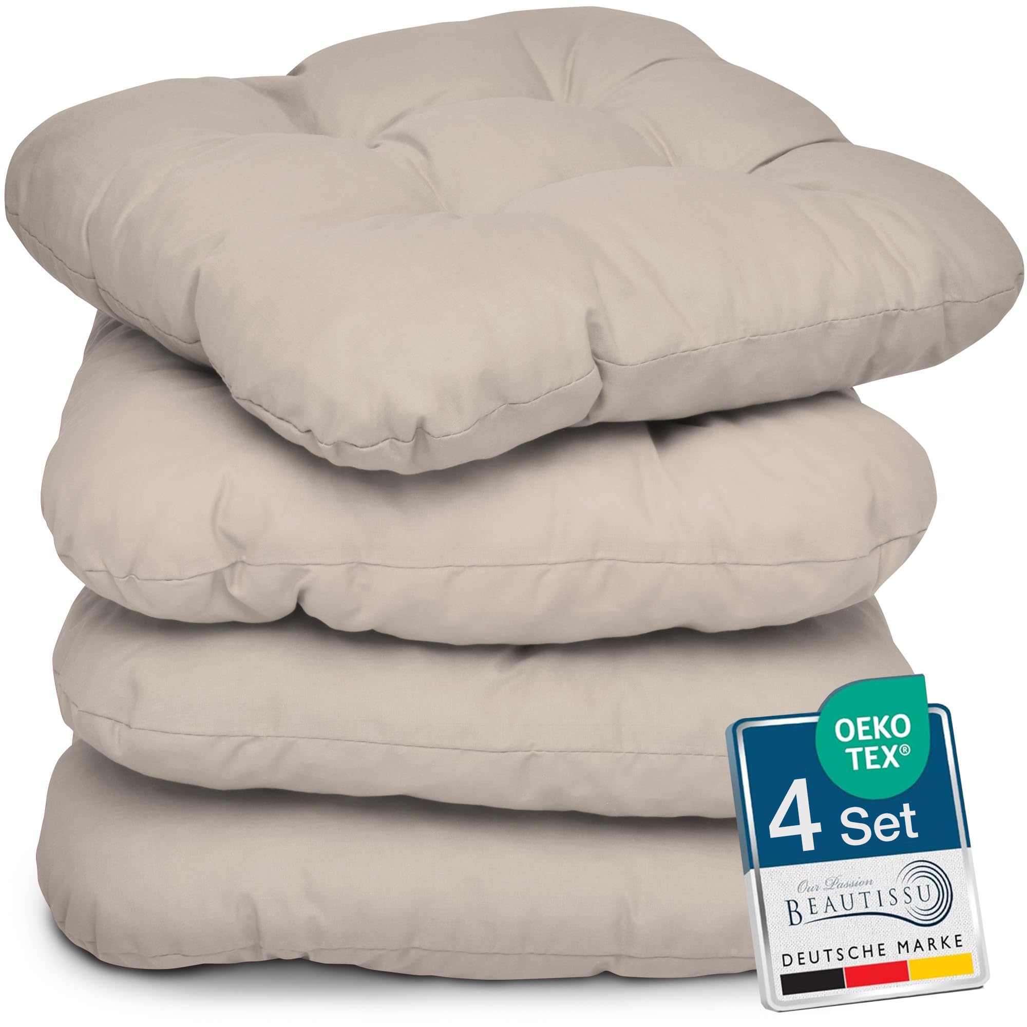 Beautissu 4er Set Sitzkissen 40x40 cm Lisa