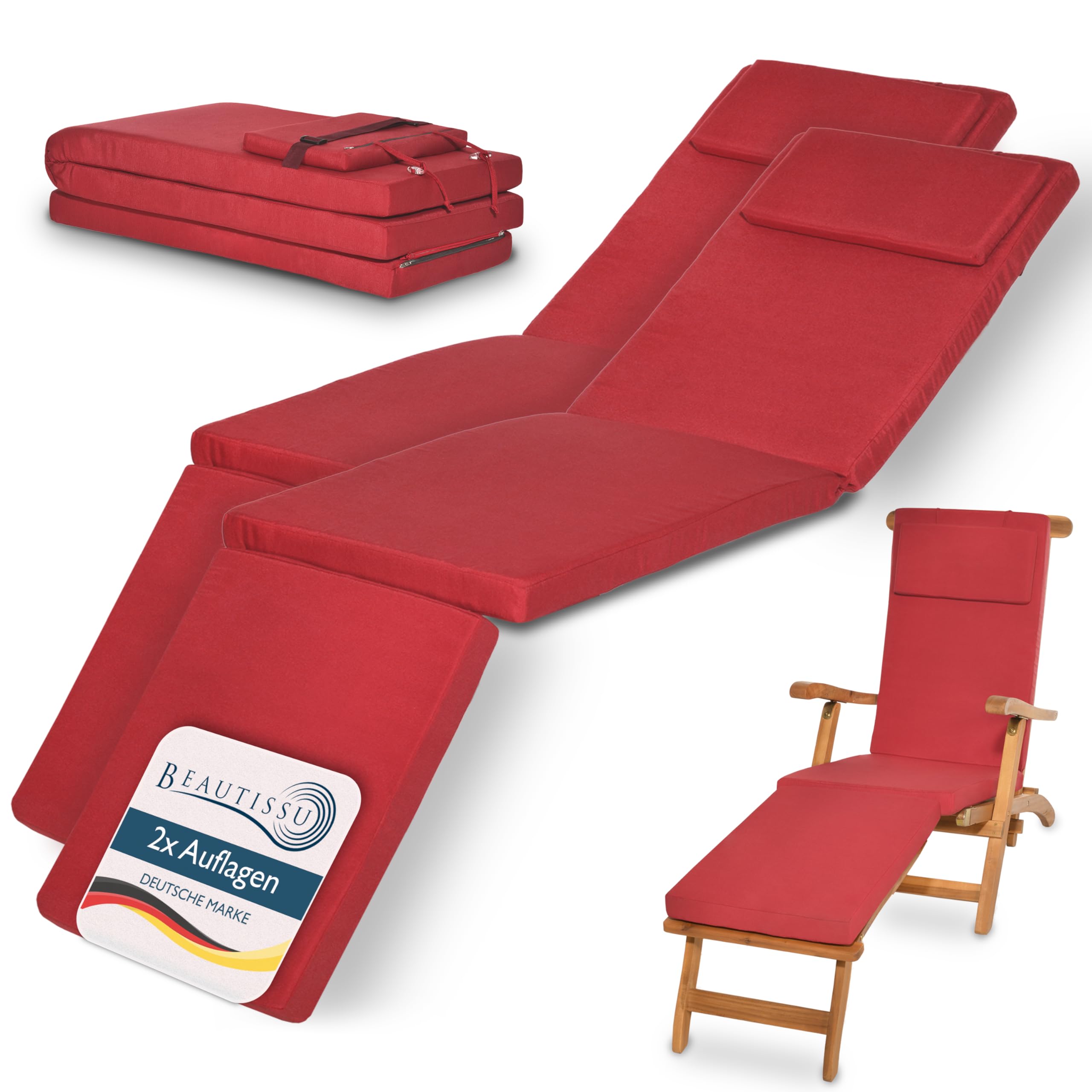 Beautissu Luxus Deckchair Auflage Sonnenliege 175x45x5cm LoftLux DC