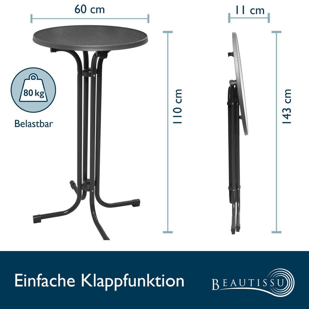 Beautissu Stehtisch klappbar Bellini
