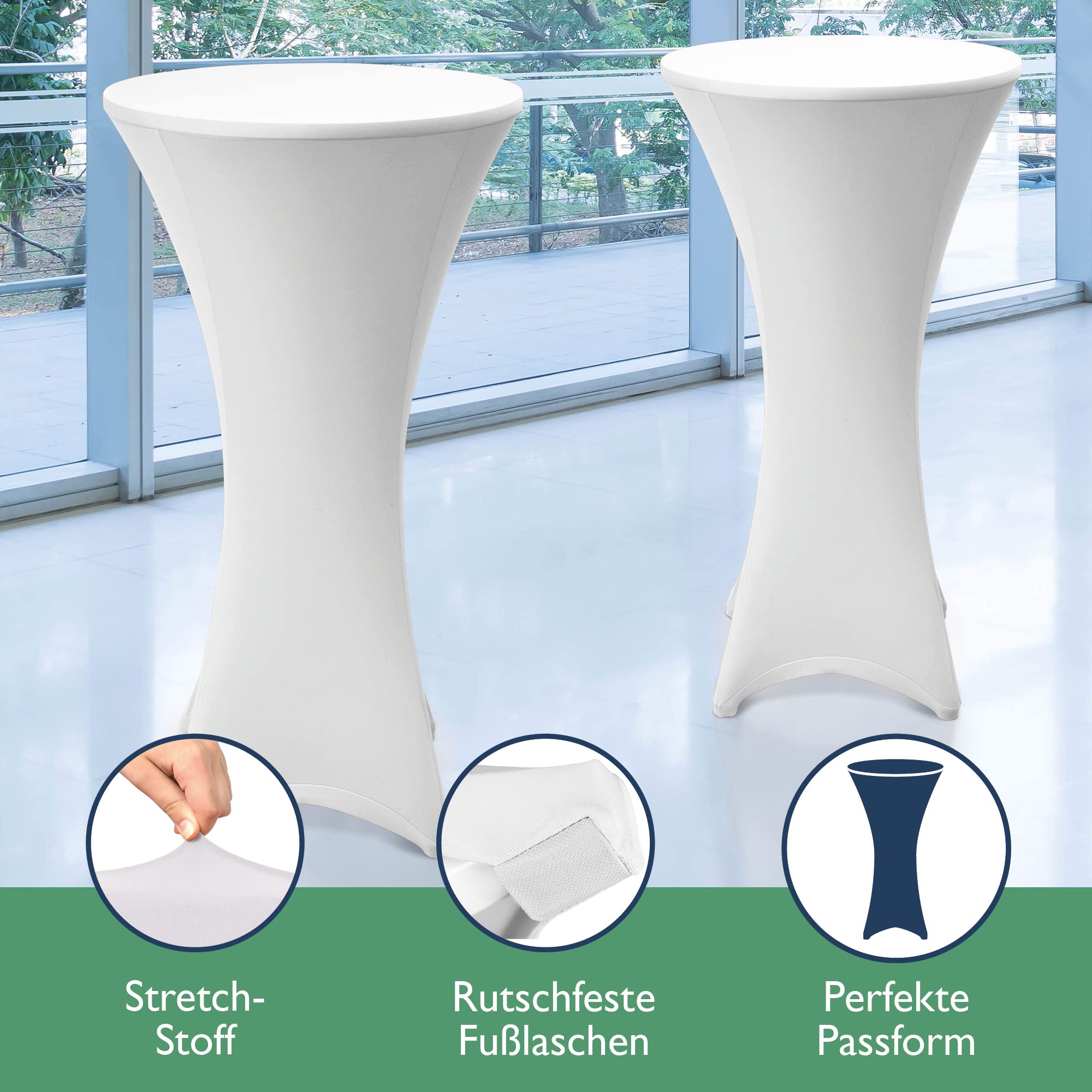 Beautissu 2er Set Stretch Stehtisch Husse Stella