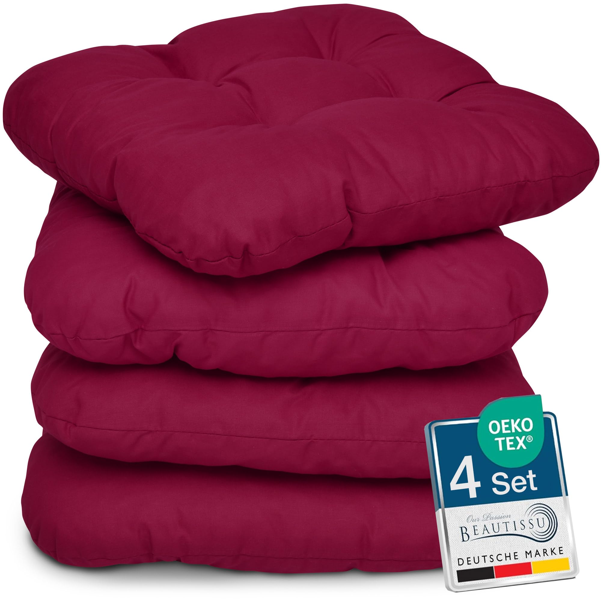 Beautissu 4er Set Sitzkissen 40x40 cm Lisa