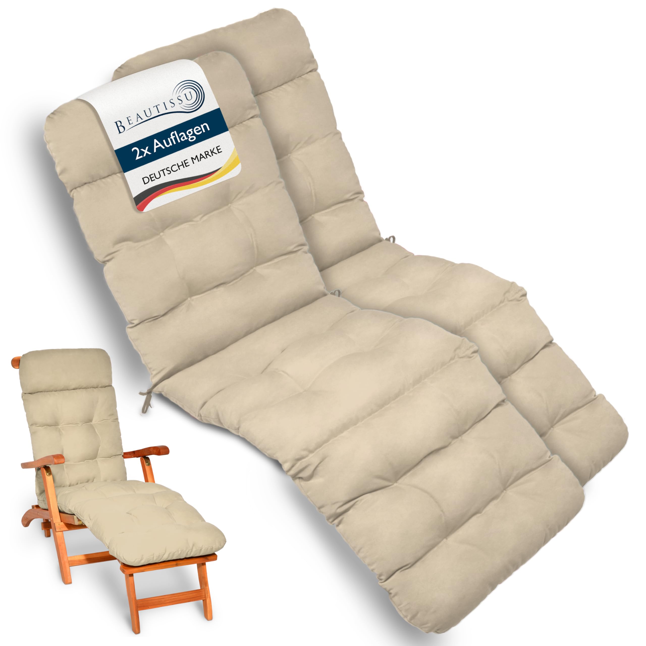 Beautissu Bequeme Liegenauflage Deckchair & Sonnenliegen 200x50cm Flair DC