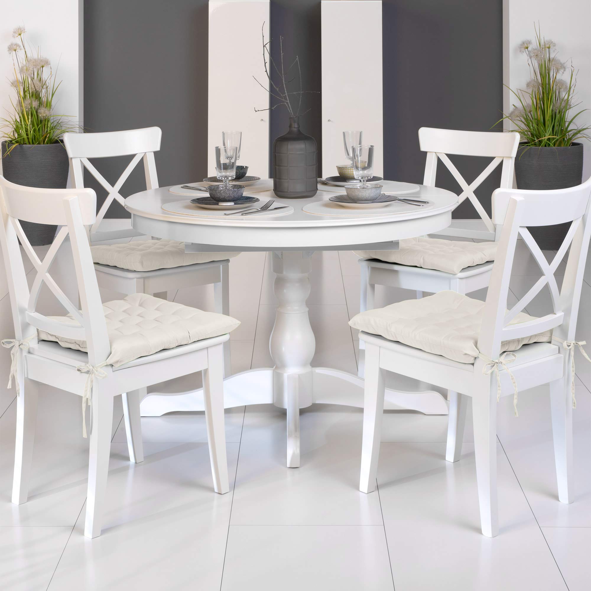 Beautissu 4er Set Stuhlkissen 40x40 cm Lea