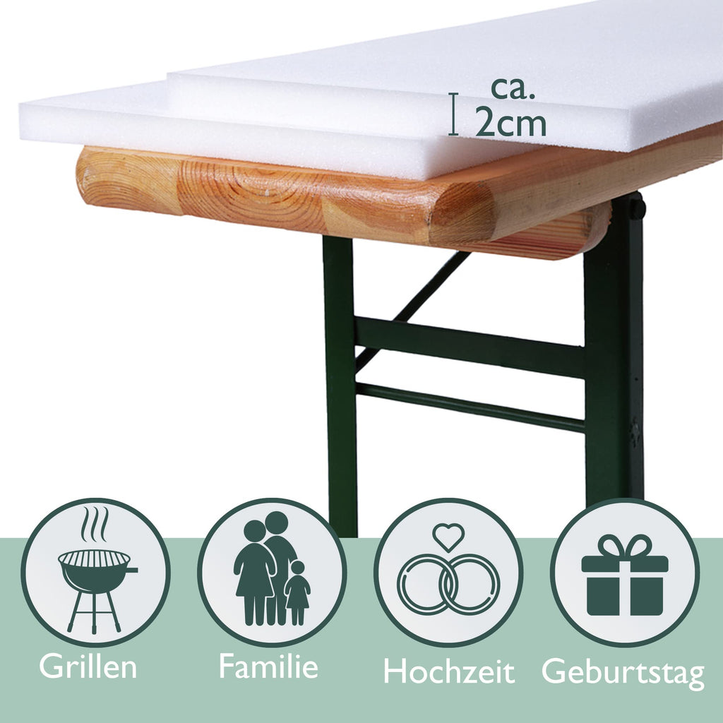 Beautissu 2er Set Bierbank Auflage Schaumstoff
