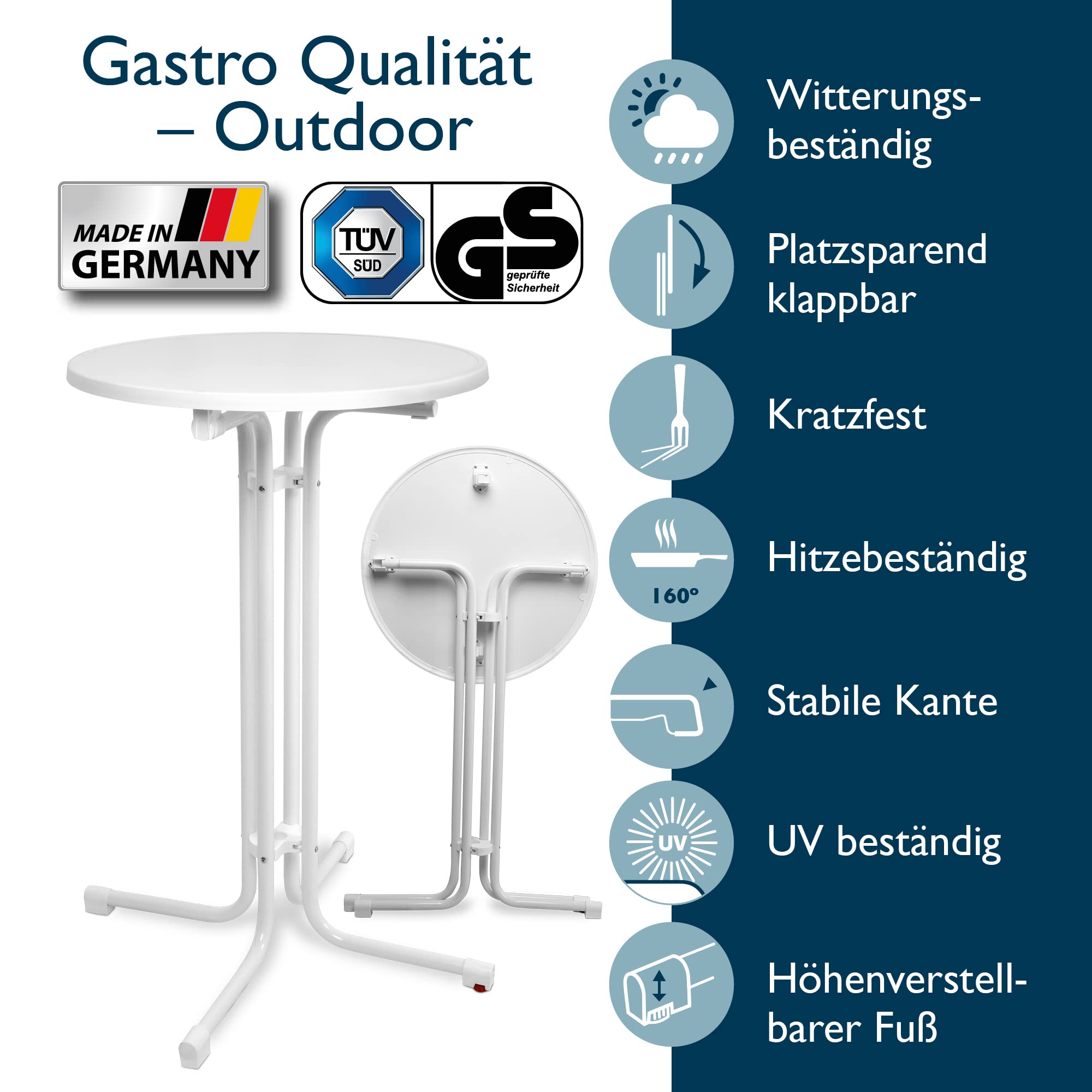 Beautissu Stehtisch mit Husse im Set – in div. Farben & Größen - Sylt & Stella