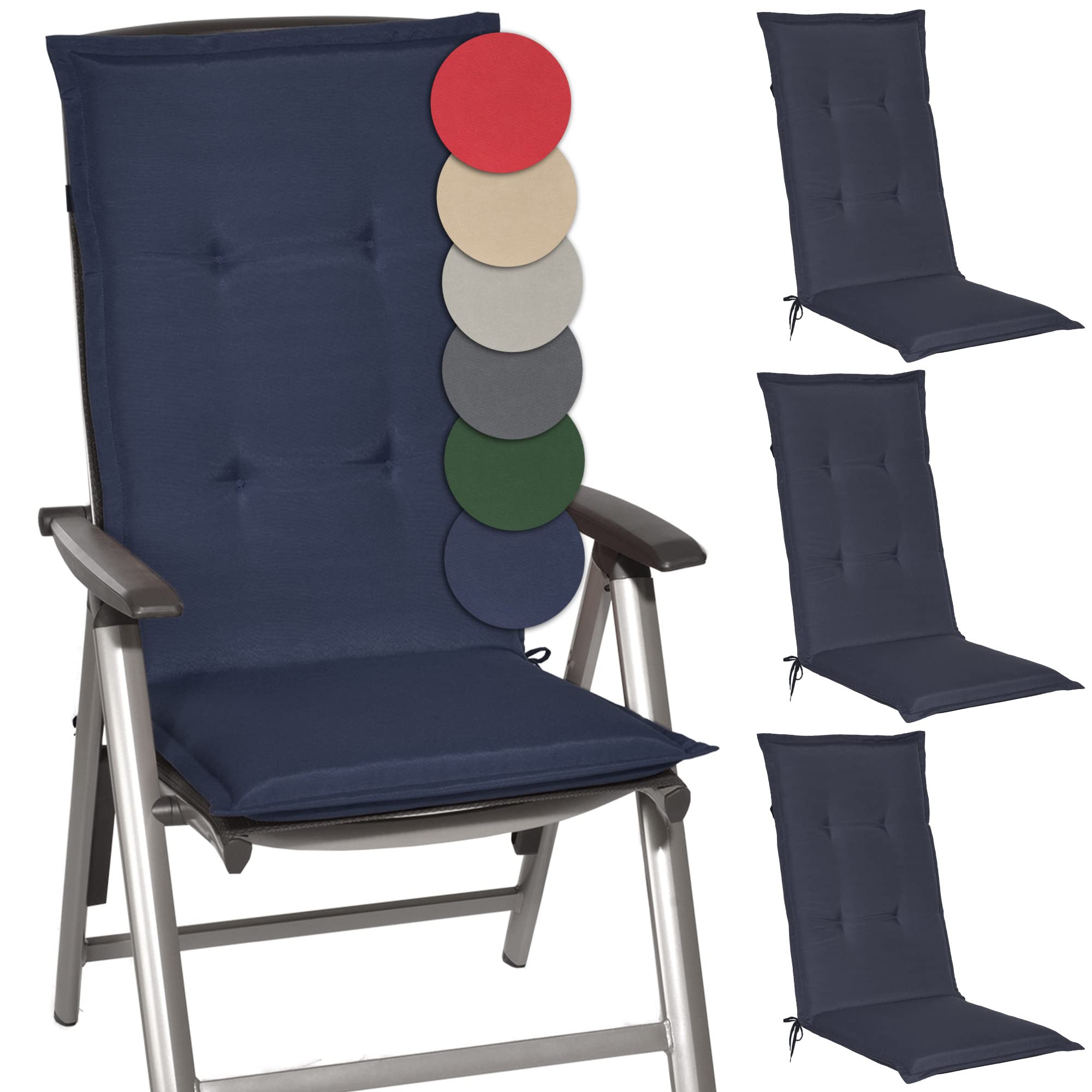 Beautissu 6er Set Gartenstuhlauflage 120x50x6 cm Loft HL