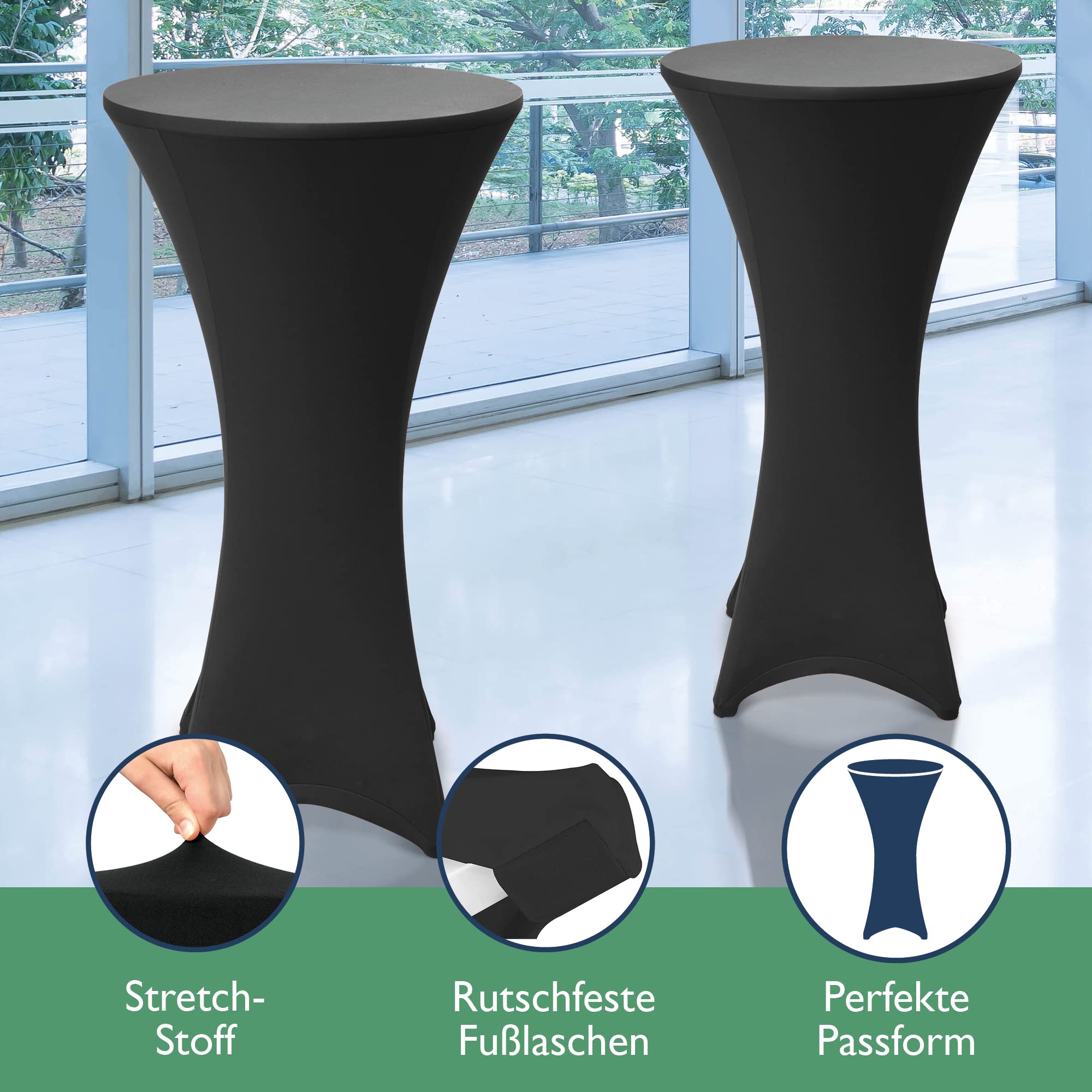 Beautissu 2er Set Stretch Stehtisch Husse Stella