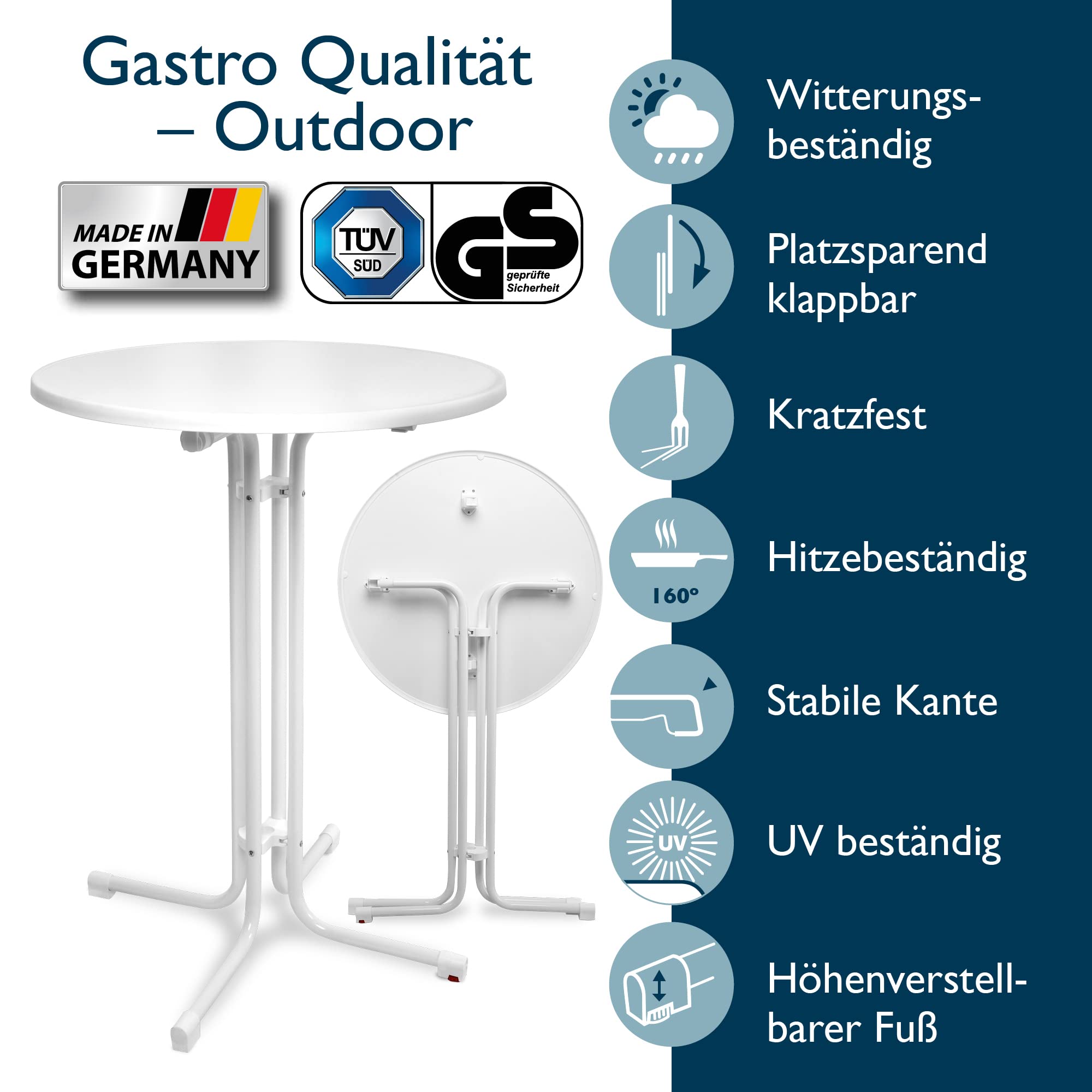 Beautissu Stehtisch mit Husse im Set – in div. Farben & Größen - Sylt & Stella