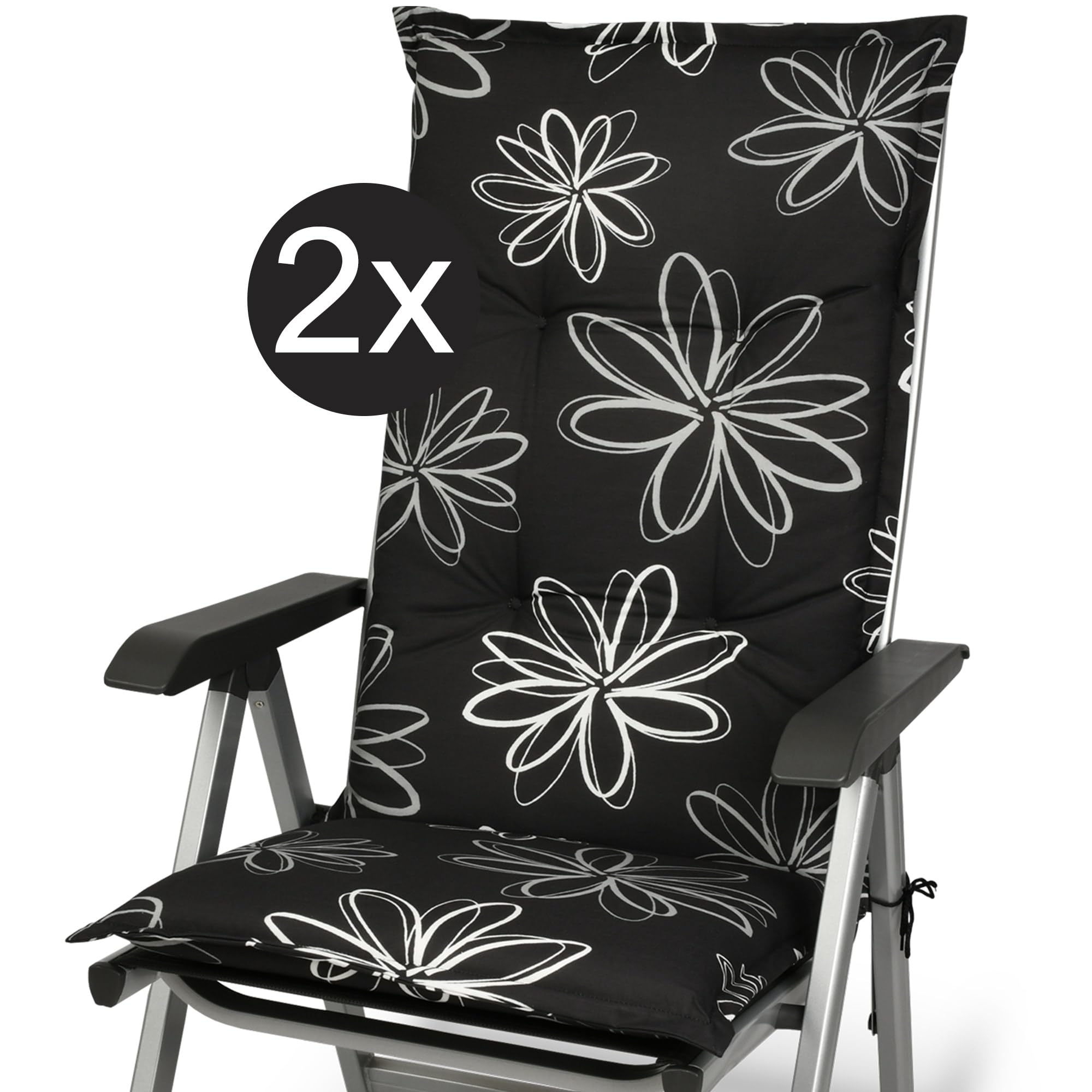 Beautissu 6er Set Hochlehner Auflage für Gartenstuhl 120x50 cm Flores