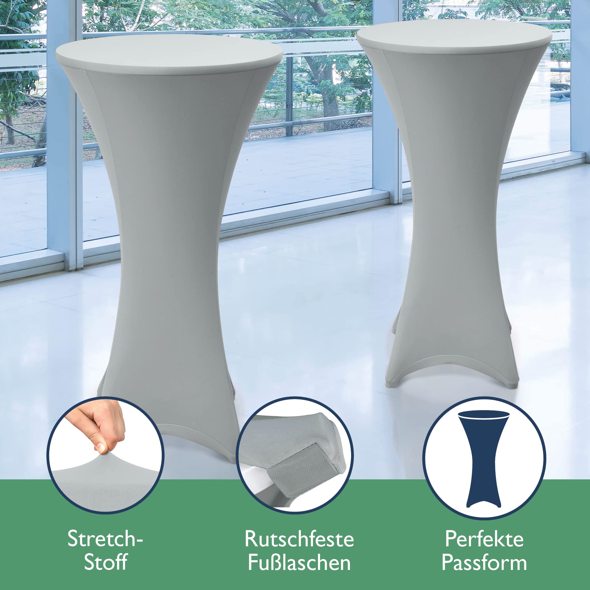 Beautissu 2er Set Stretch Stehtisch Husse Stella