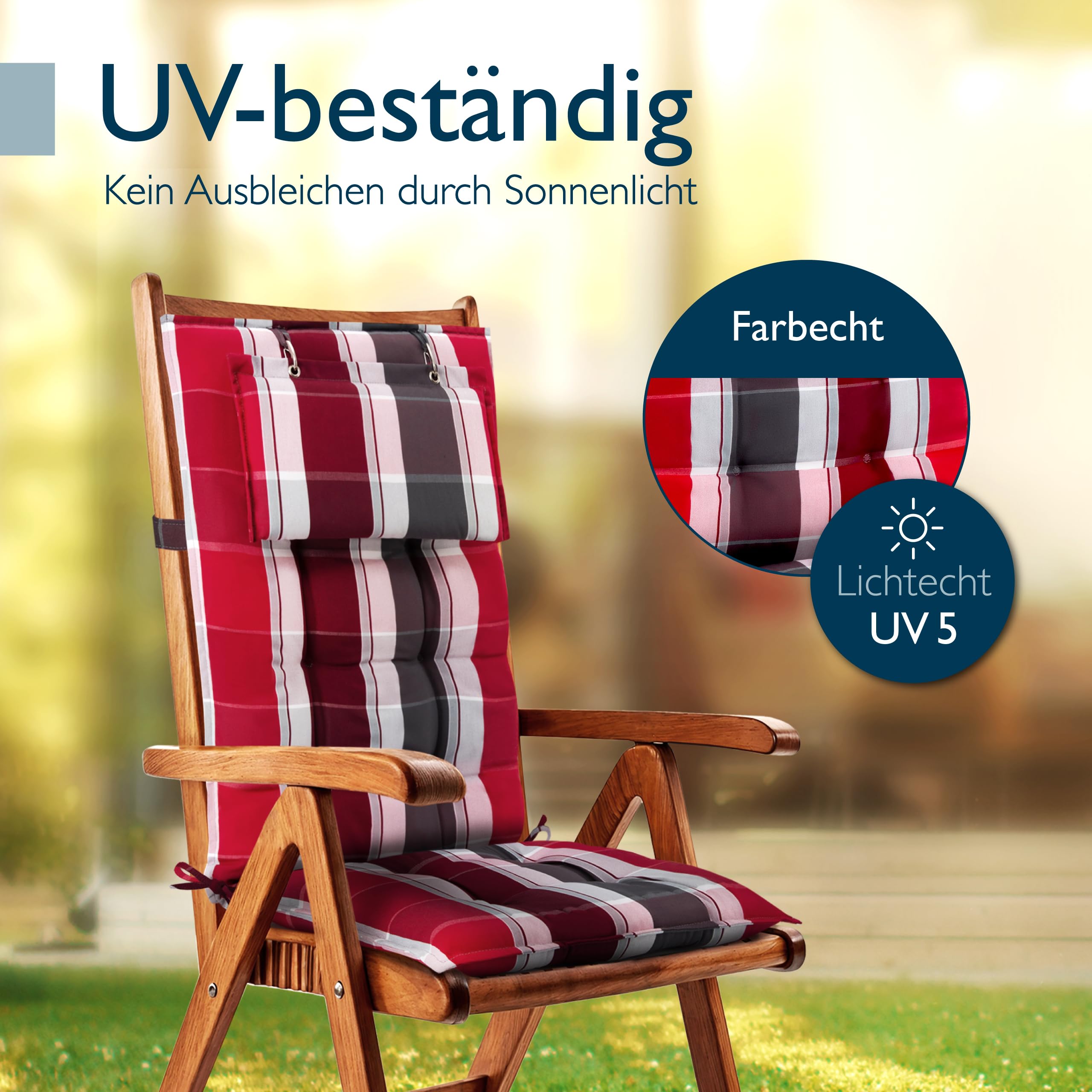 Beautissu 6er Set Premium Hochlehner Auflage Kopfpolster 120x50cm Sun-HL