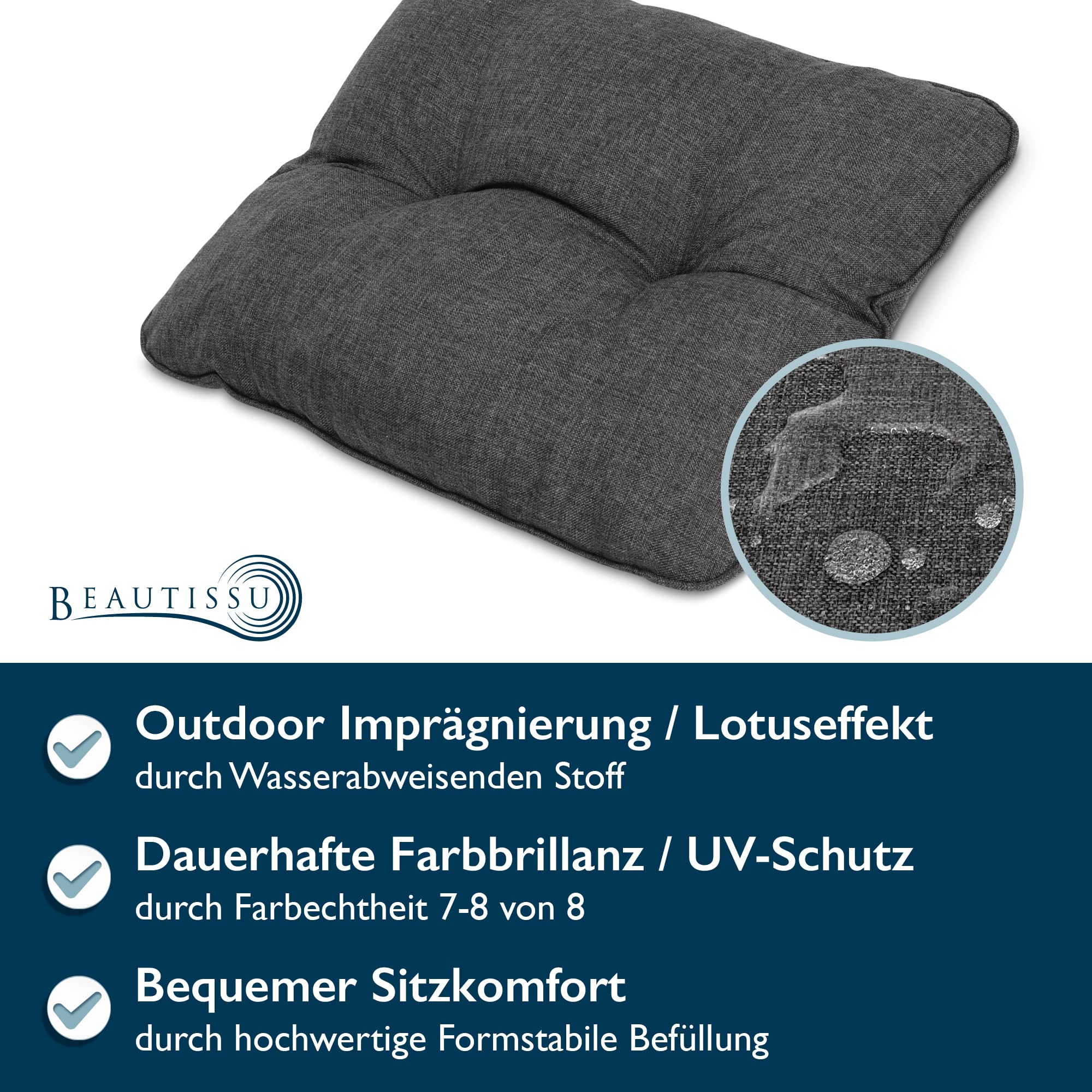 Beautissu Outdoor Loungekissen 60x60cm BeauFlair
